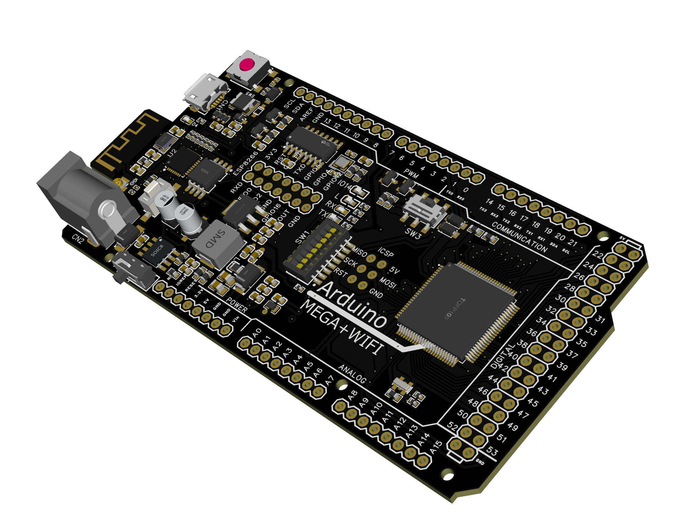 Arduino MEGA+WiFi R3 ATmega2560+ESP8266, flash 32MB, USB-TTL CH340G, Micro- USB