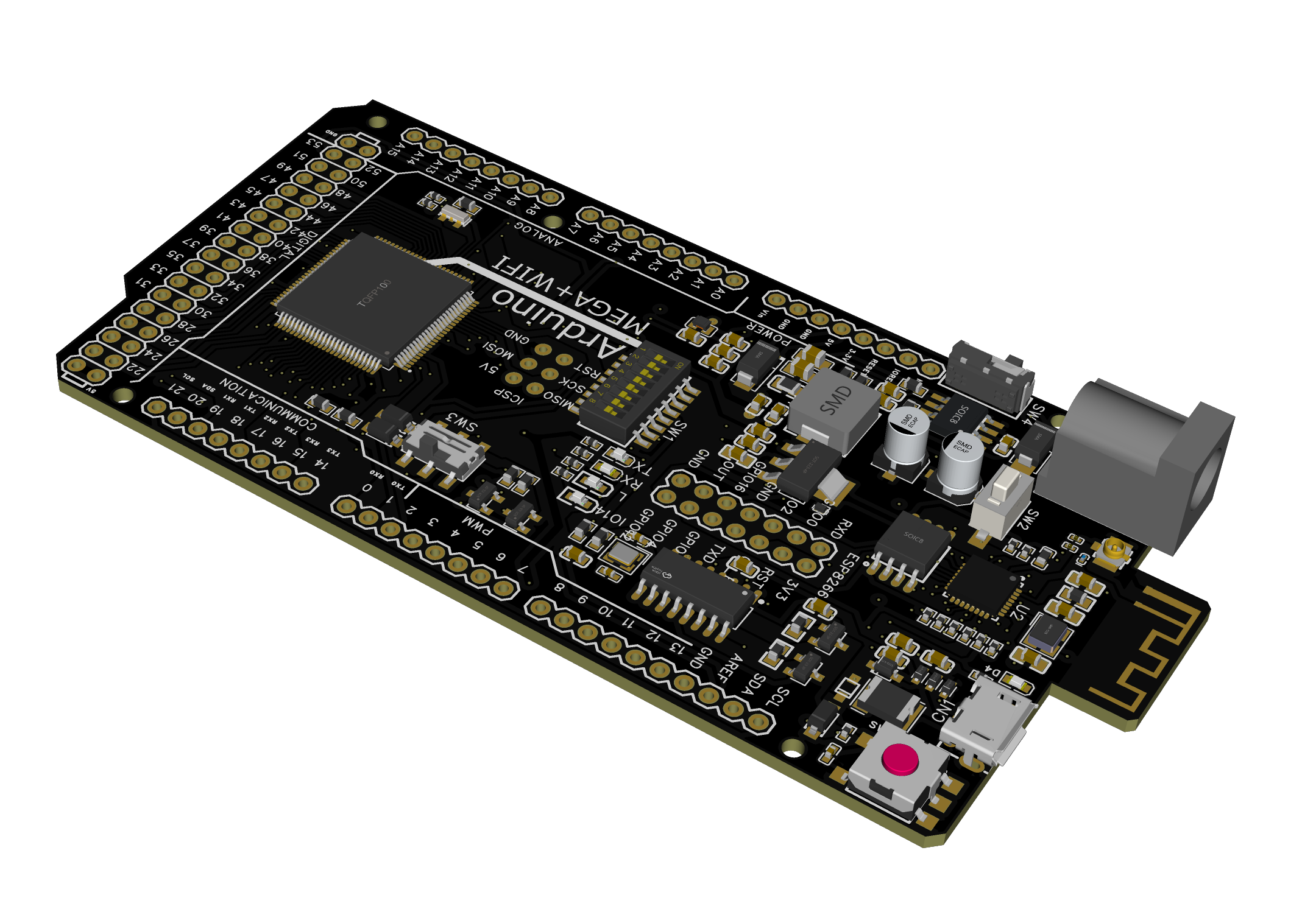 Arduino MEGA+WiFi R3 ATmega2560+ESP8266, flash 32MB, USB-TTL CH340G, Micro- USB