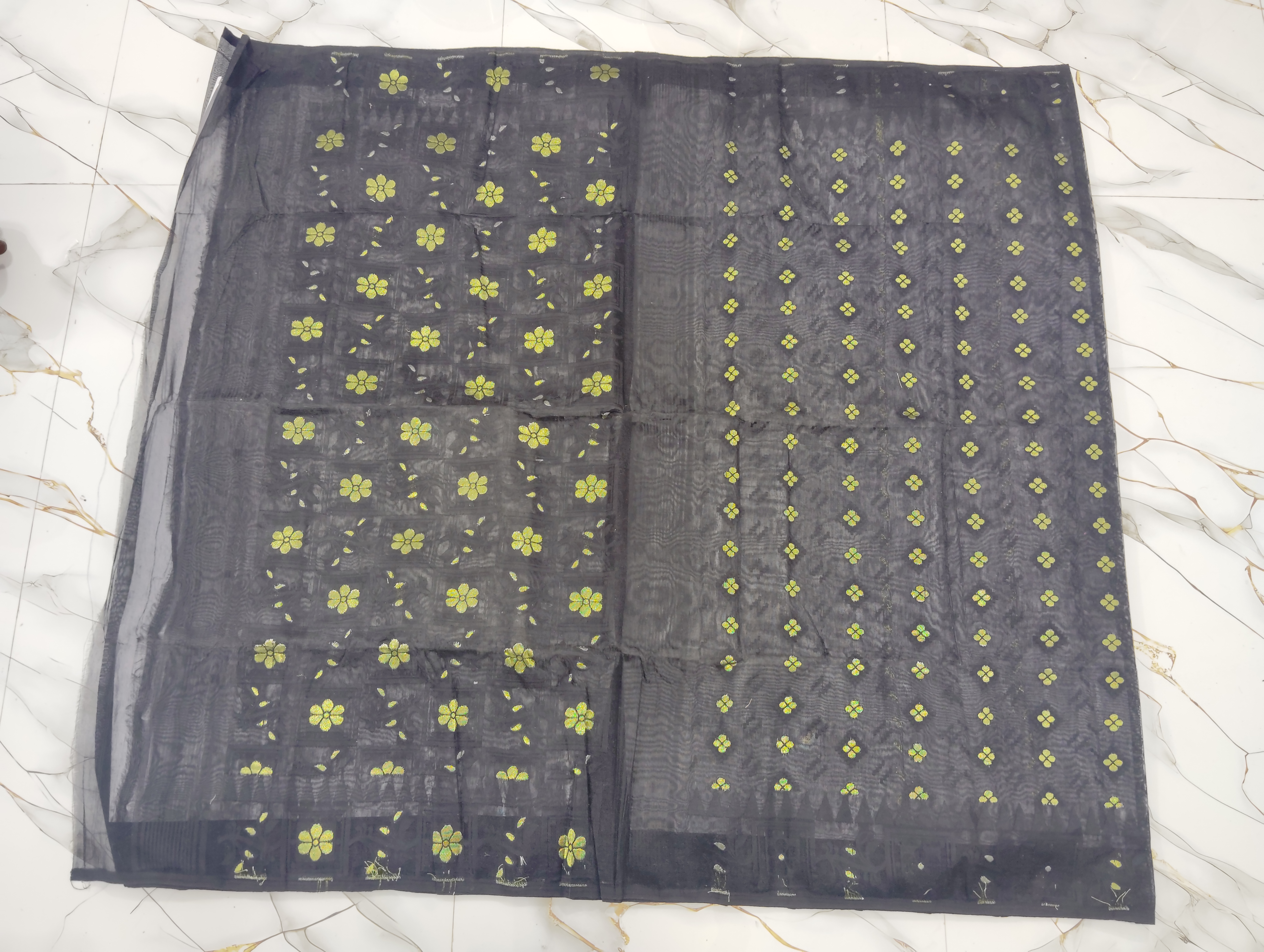 Allover achol contrast   hard jamdani