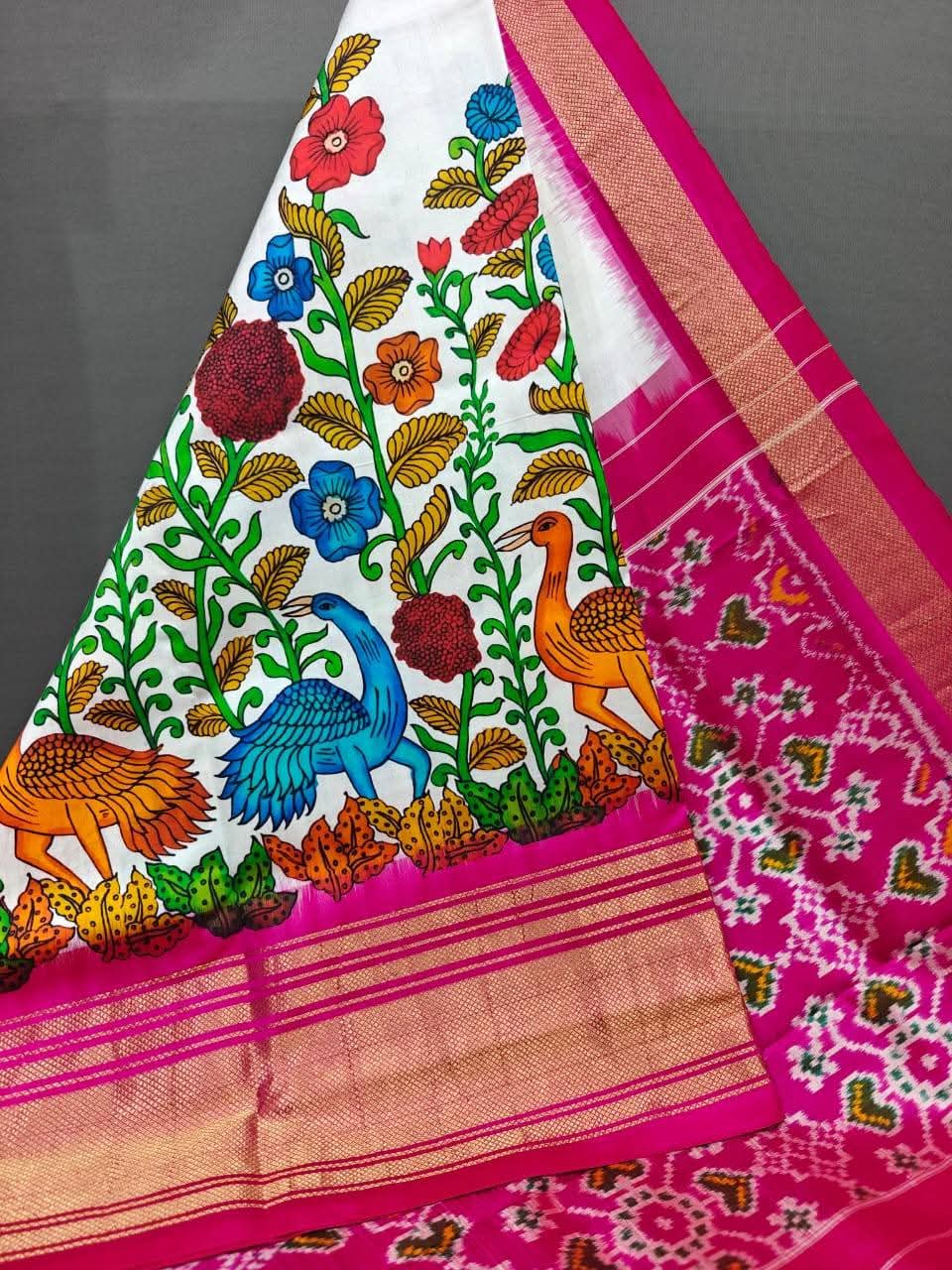 Premium quality pure digital print kalamkari iccket Pachampally Silk with bp(unique collection)