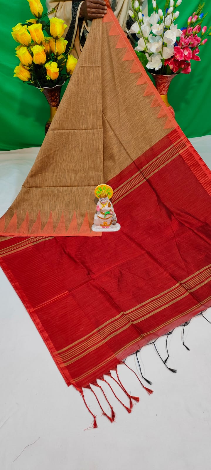 *EXCLUSIVE PRIMIUM QUALITY TEMPEL VISCOSE COTTON SILK SAREE*