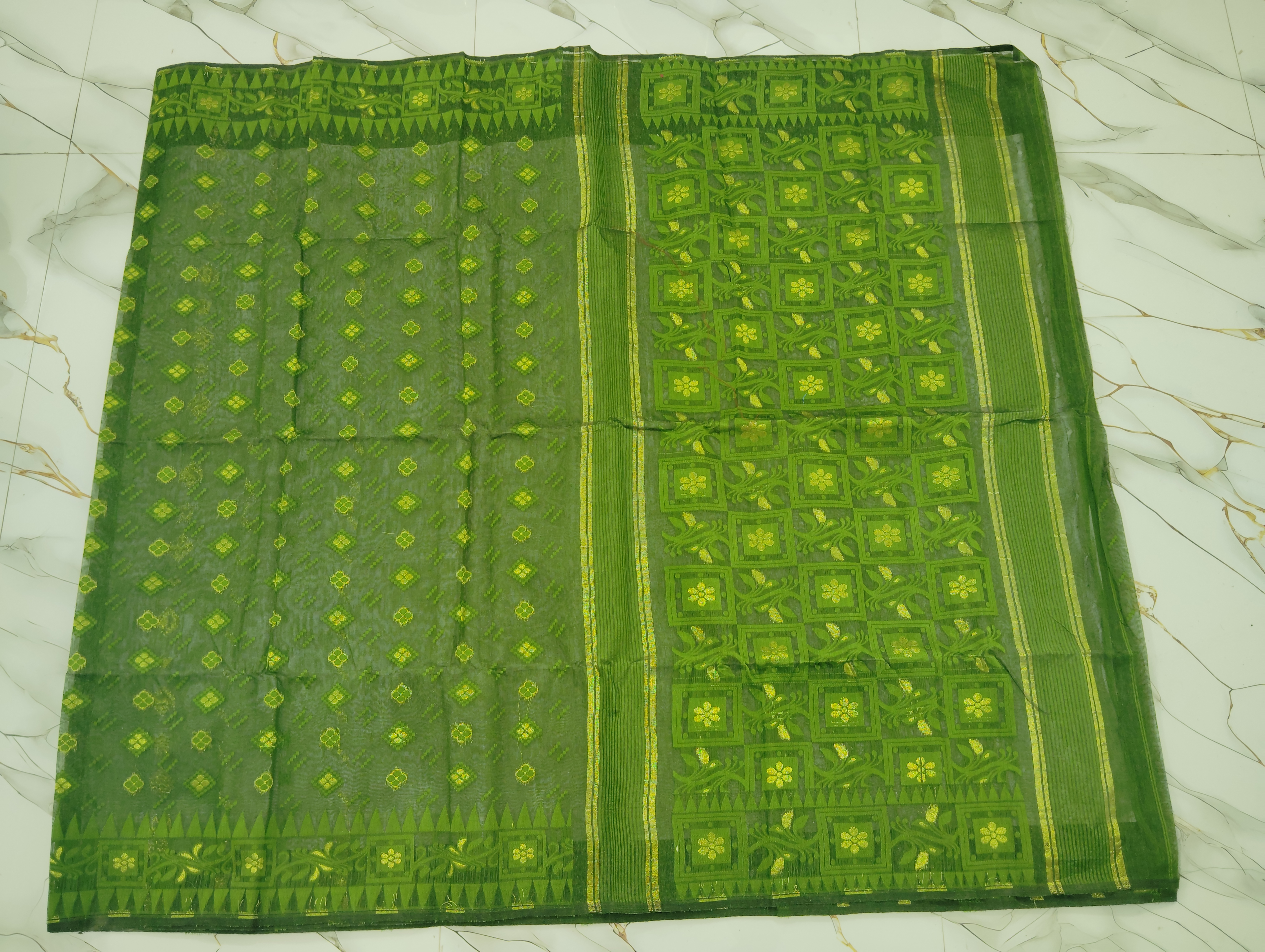 Allover achol contrast   hard jamdani