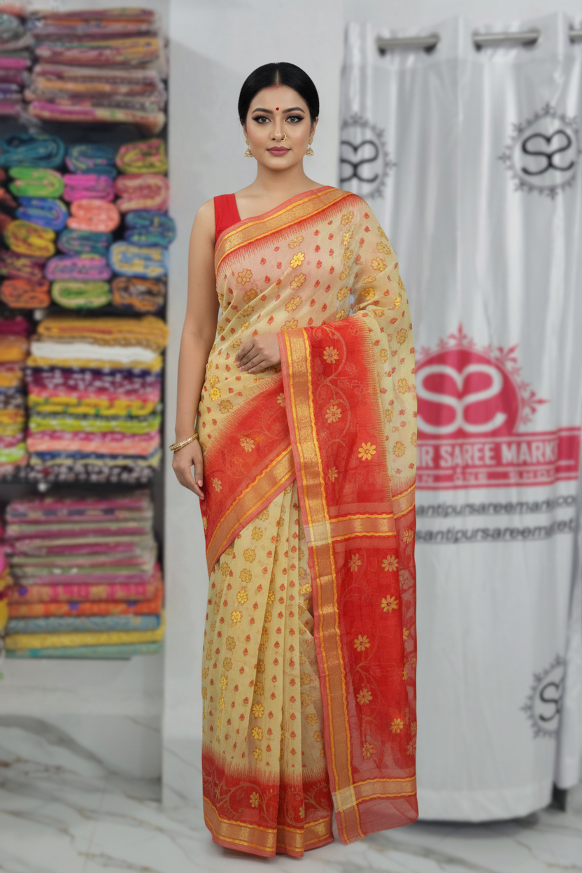 Allover achol contrast ekkot par hard jamdani