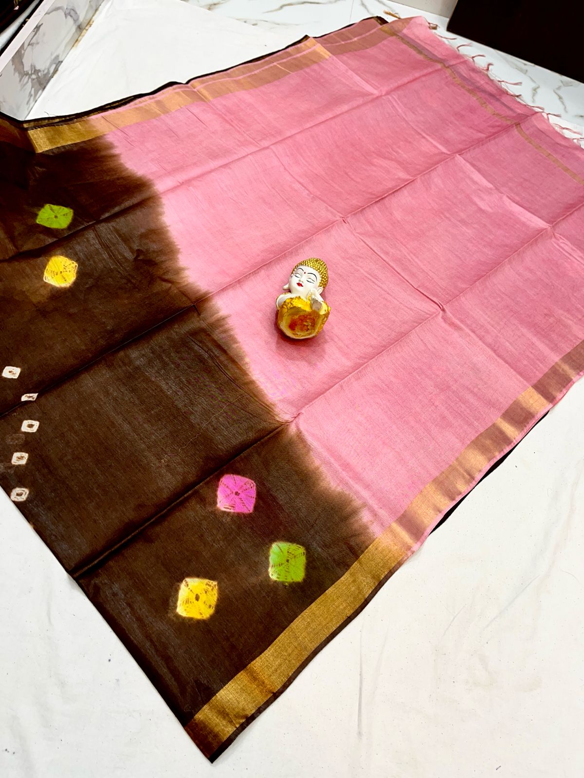  SHILK LINEN SHIBORI PRINT DESIGN SAREE