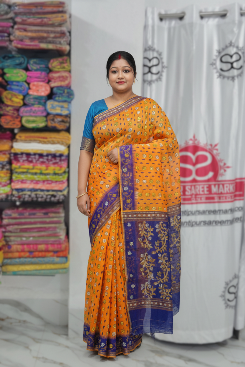 Allover achol contrast ekkot par hard jamdani