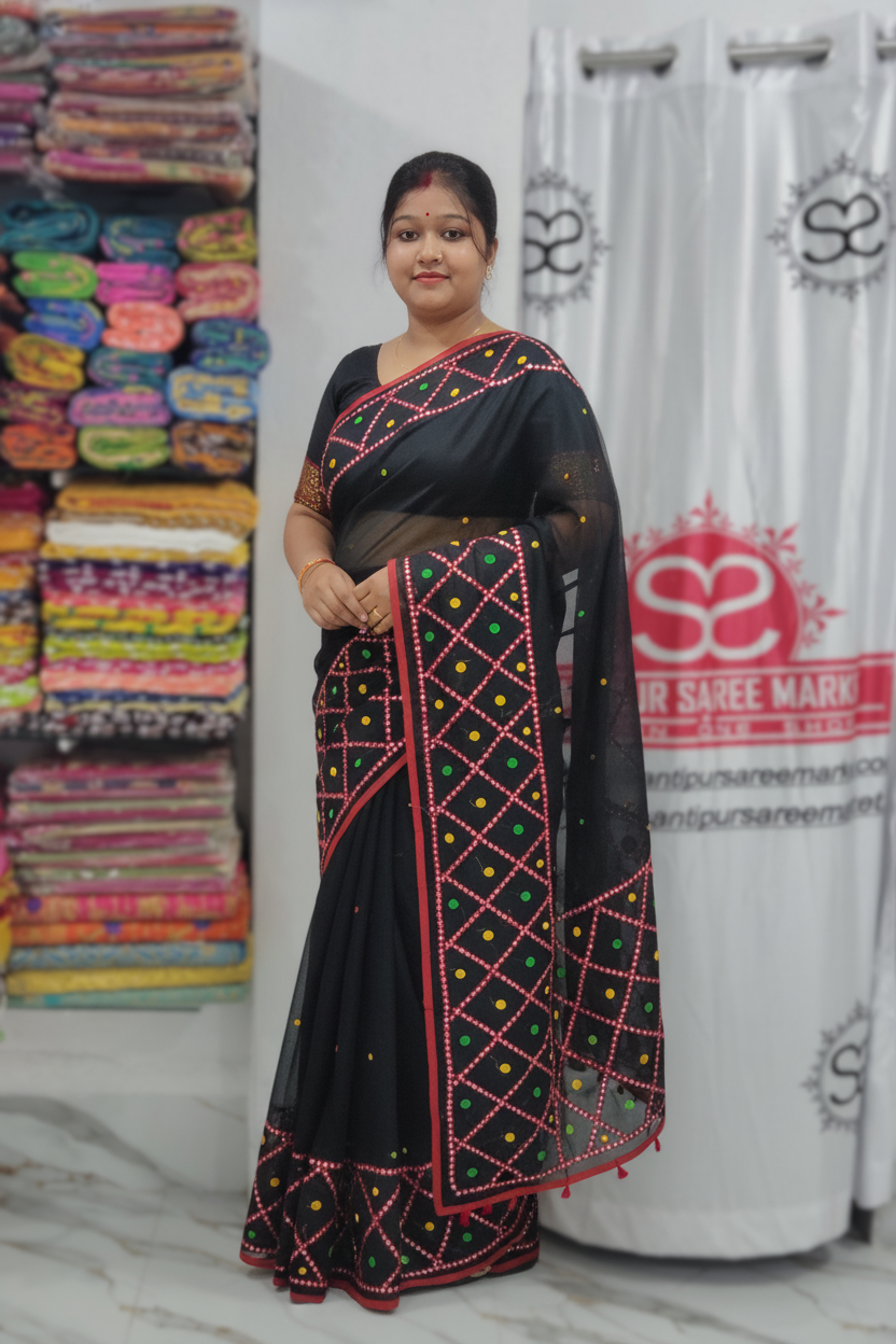 Silk Embroidered Handloom Chumki Sarees with Blouse Piece