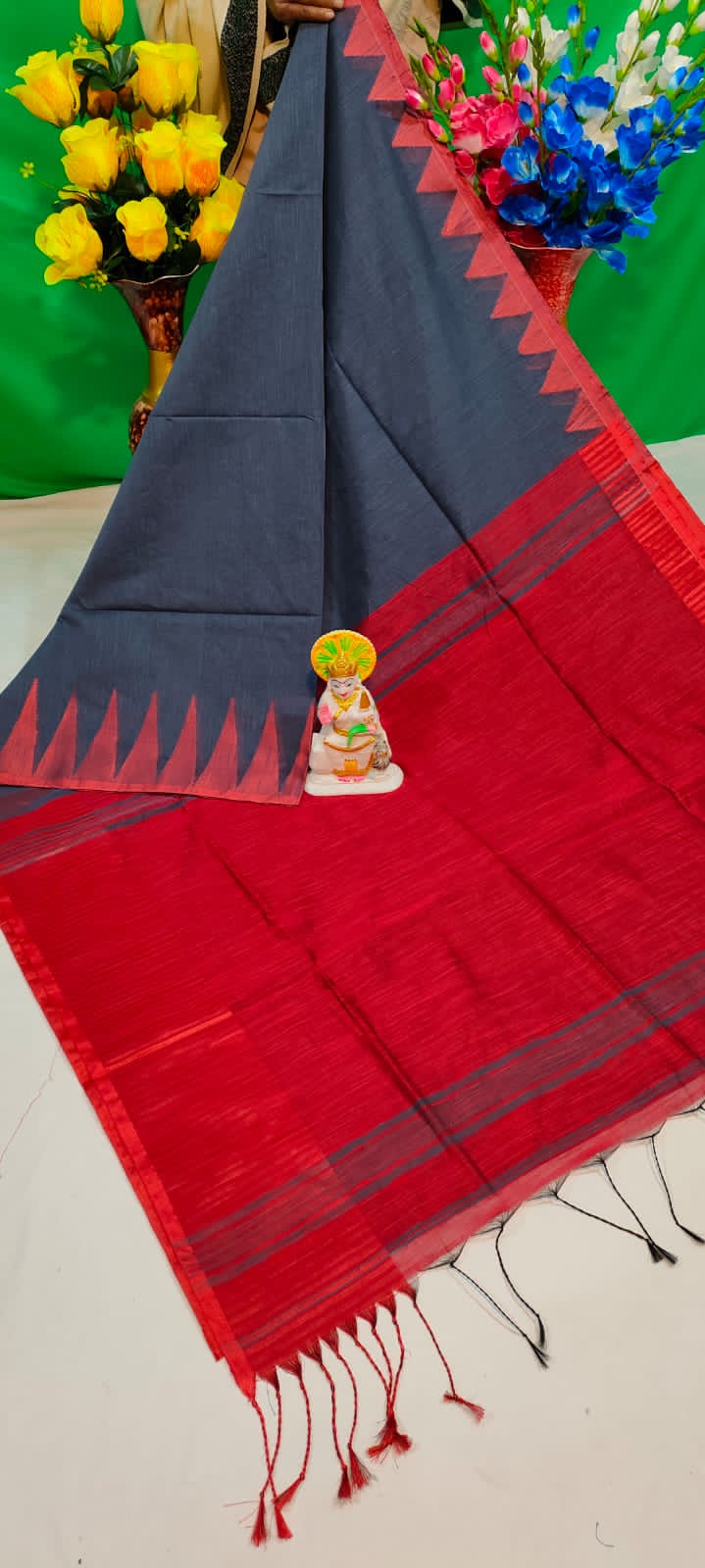 *EXCLUSIVE PRIMIUM QUALITY TEMPEL VISCOSE COTTON SILK SAREE*