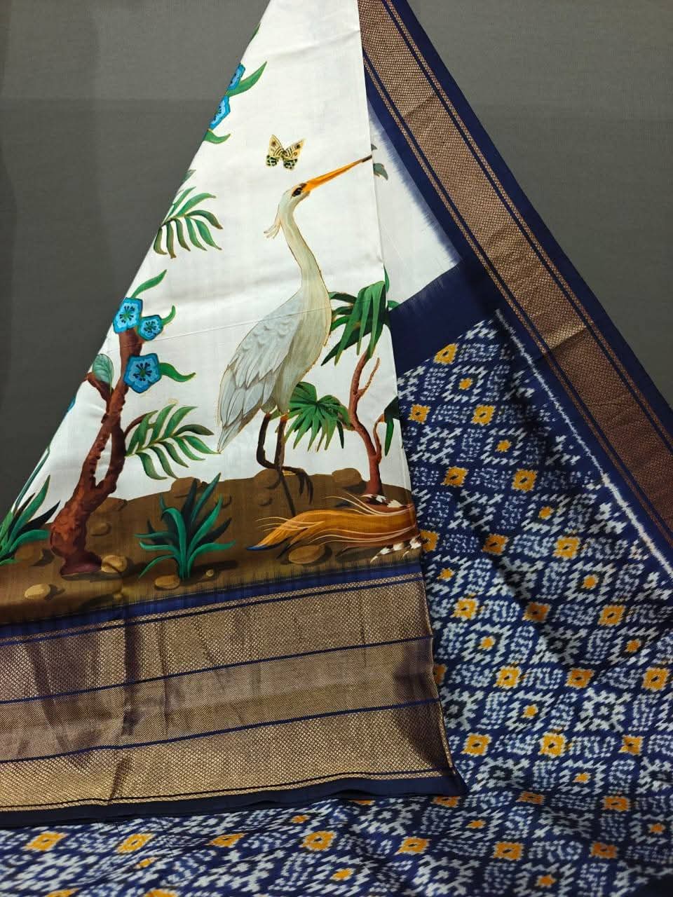 Premium quality pure digital print kalamkari iccket Pachampally Silk with bp(unique collection)