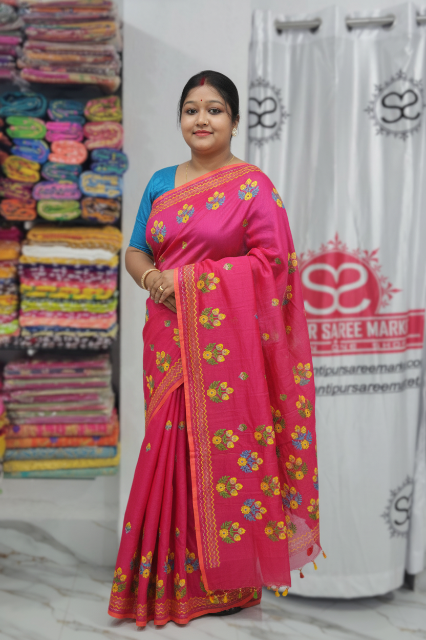 Cotton Silk Embroidered Handloom Sarees 