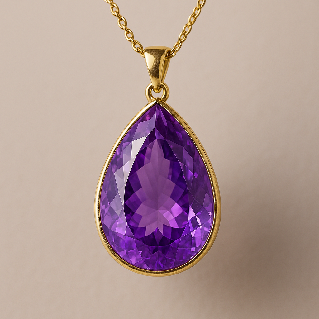 Amethyst Teardrop Pendant Necklace