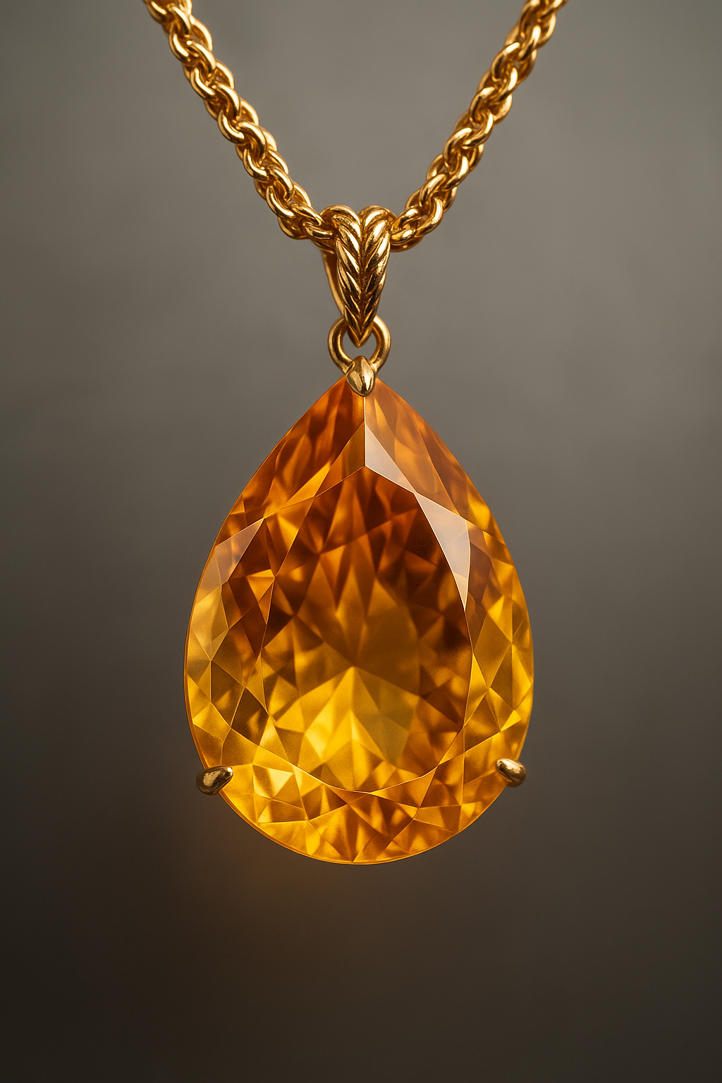 Golden Citrine Pendant Necklace