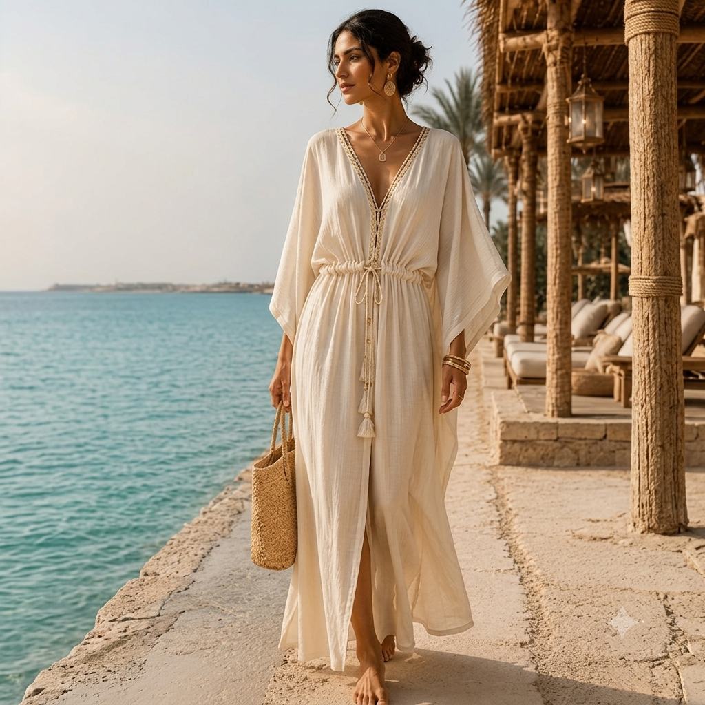 The "Desert Flow" Maxi Kaftan Dress