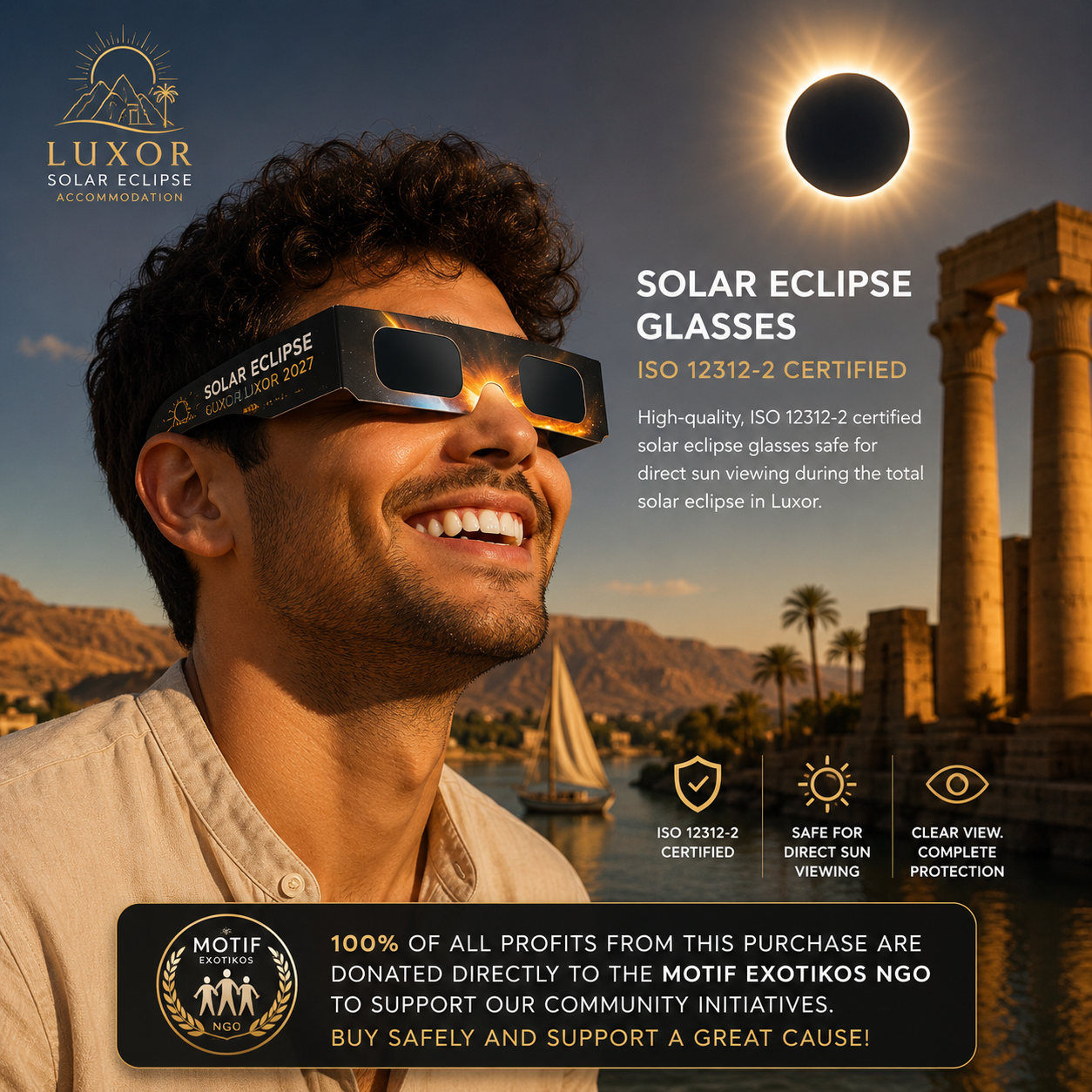 ISO 12312-2 Certified Solar Eclipse Glasses – Luxor 2027