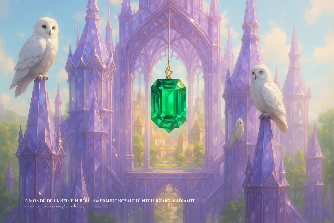 Cartes illustrées présentant les pierres sacrées du Palais de Cristal