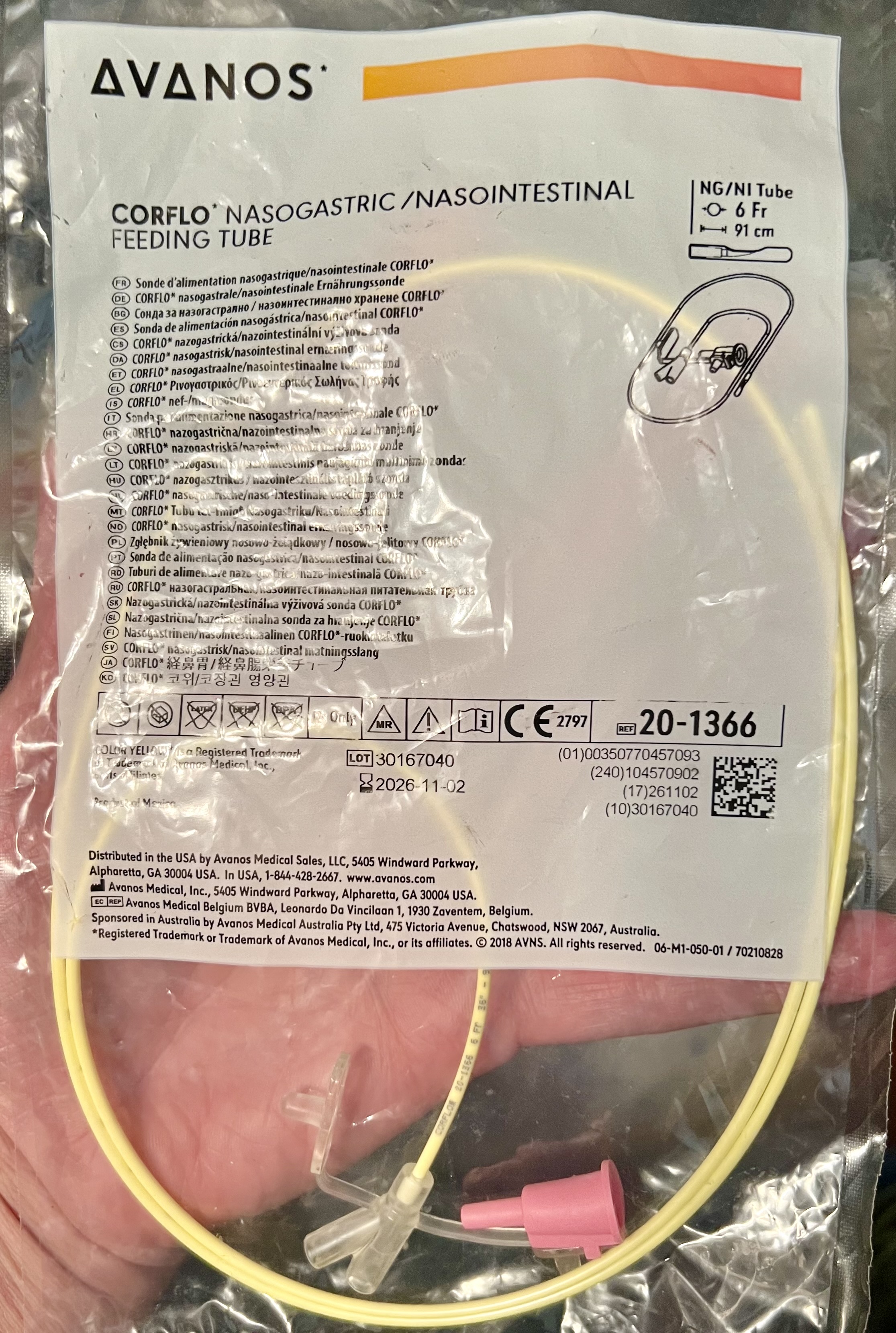 Avanos CORFLO Nasogastric/ Nasointestinal Feeding Tube