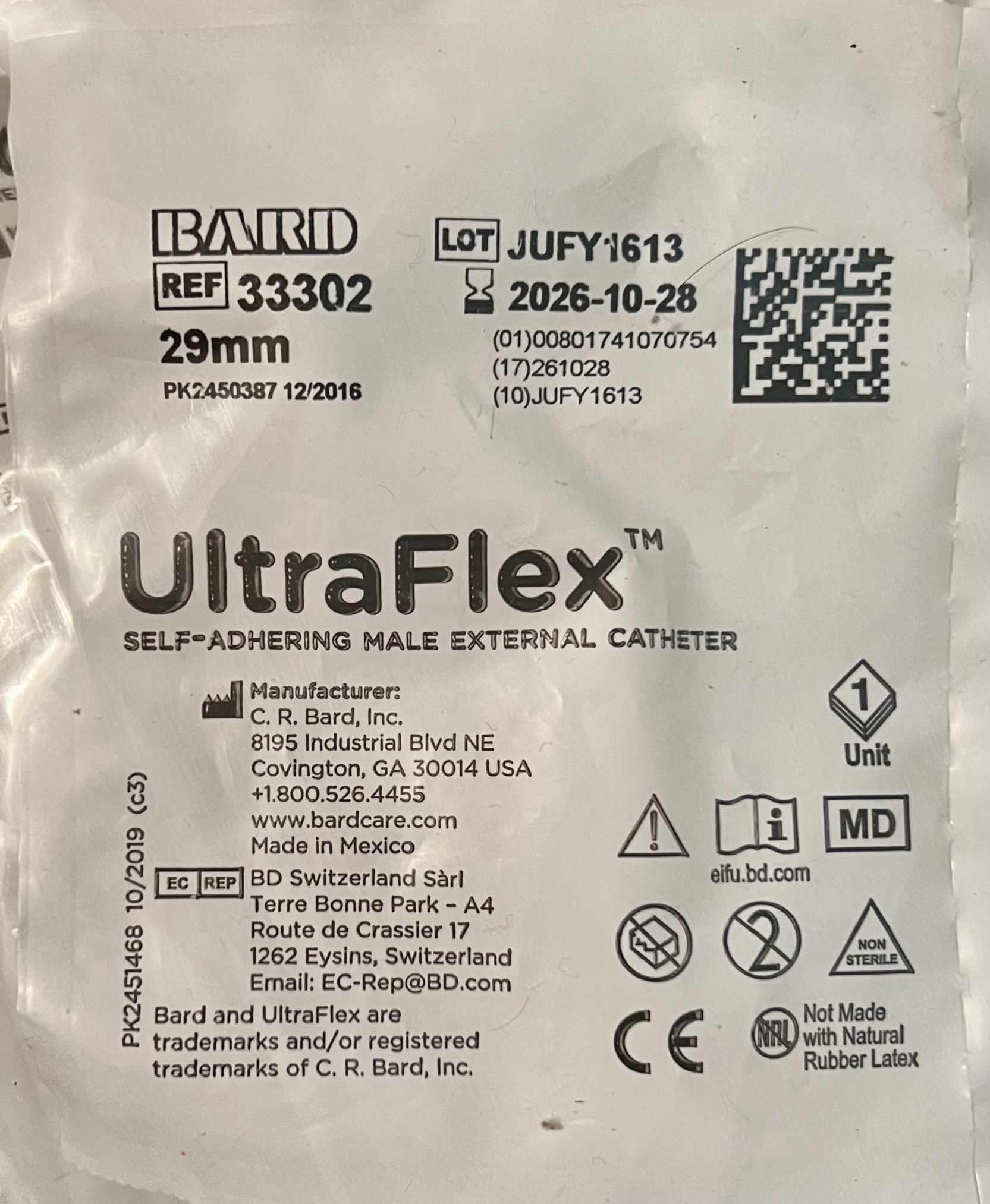 UltraFlex Self-Adhering Male External Catheter