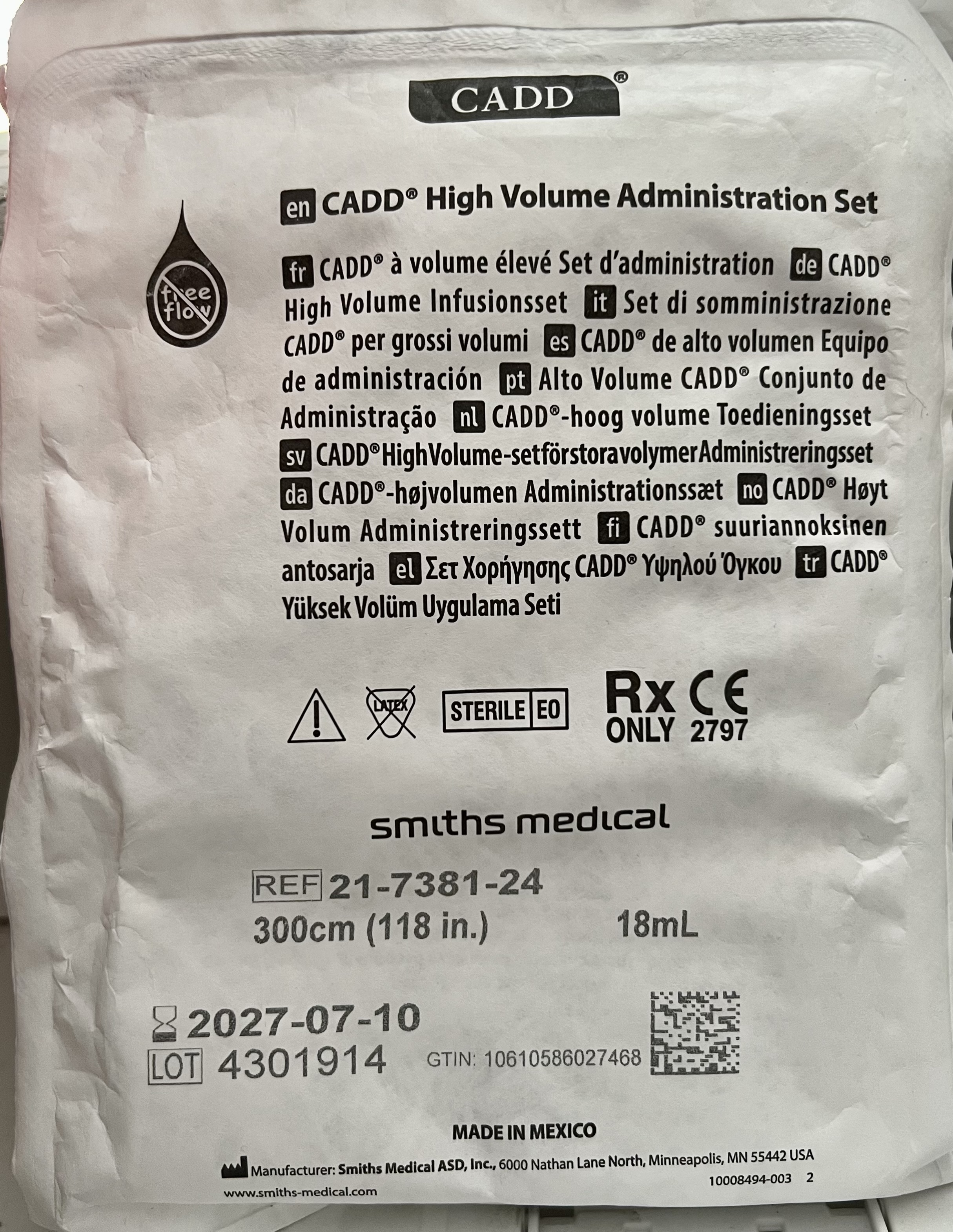 CADD High Volume Administration Set