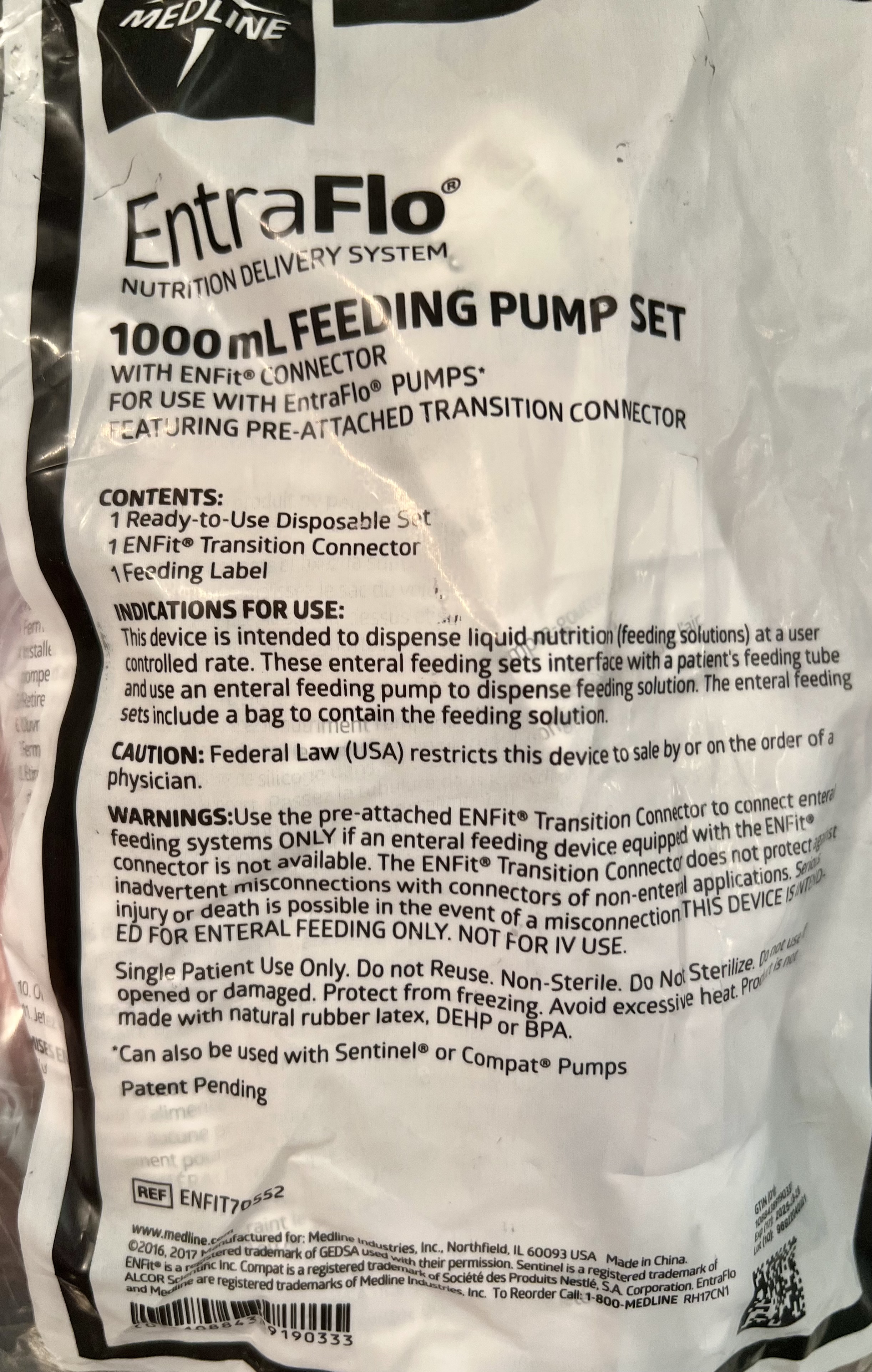 EntraFlo 1000 mL Feeding Pump Set