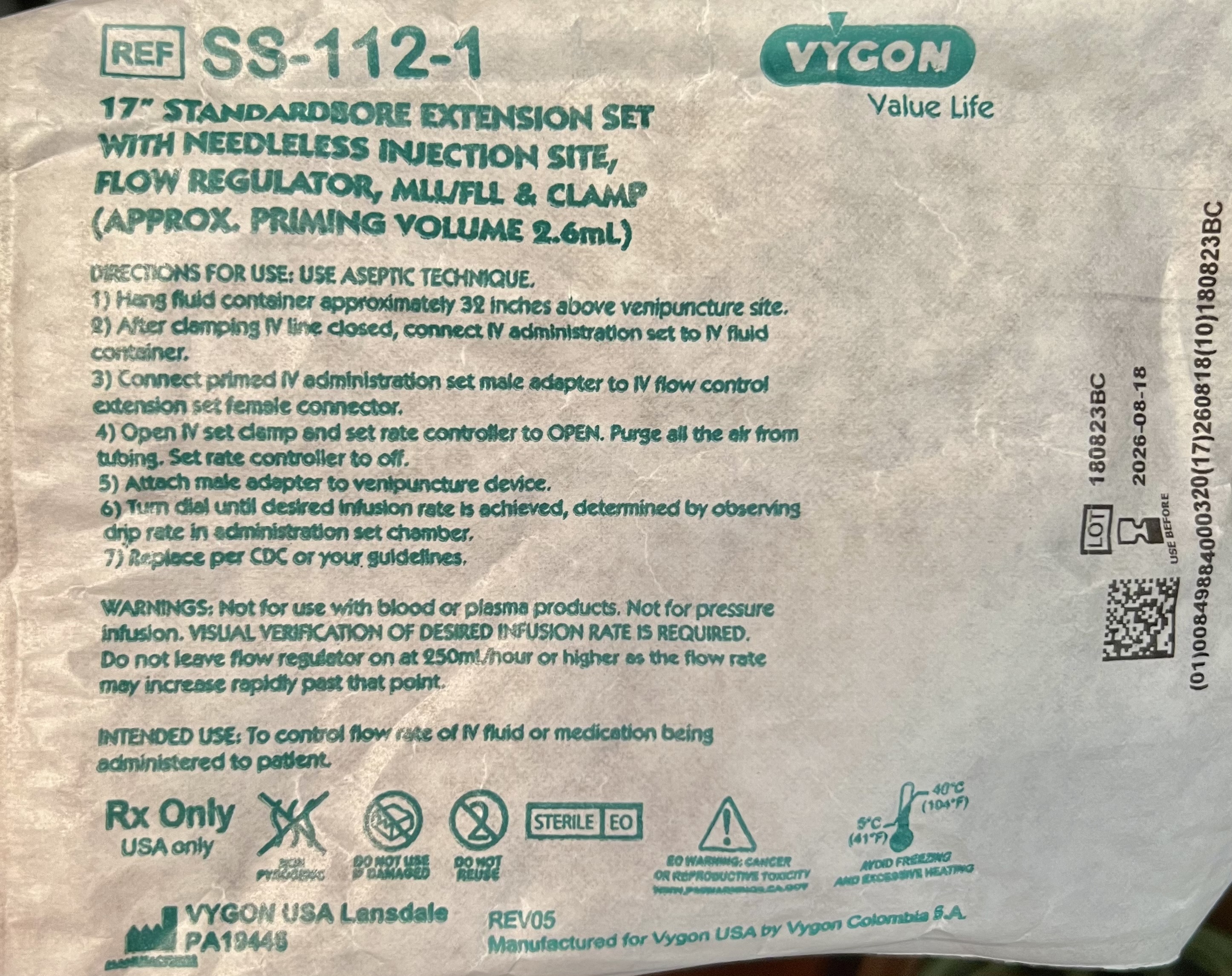 SS-112-1 17" Standardsbore Extension Set