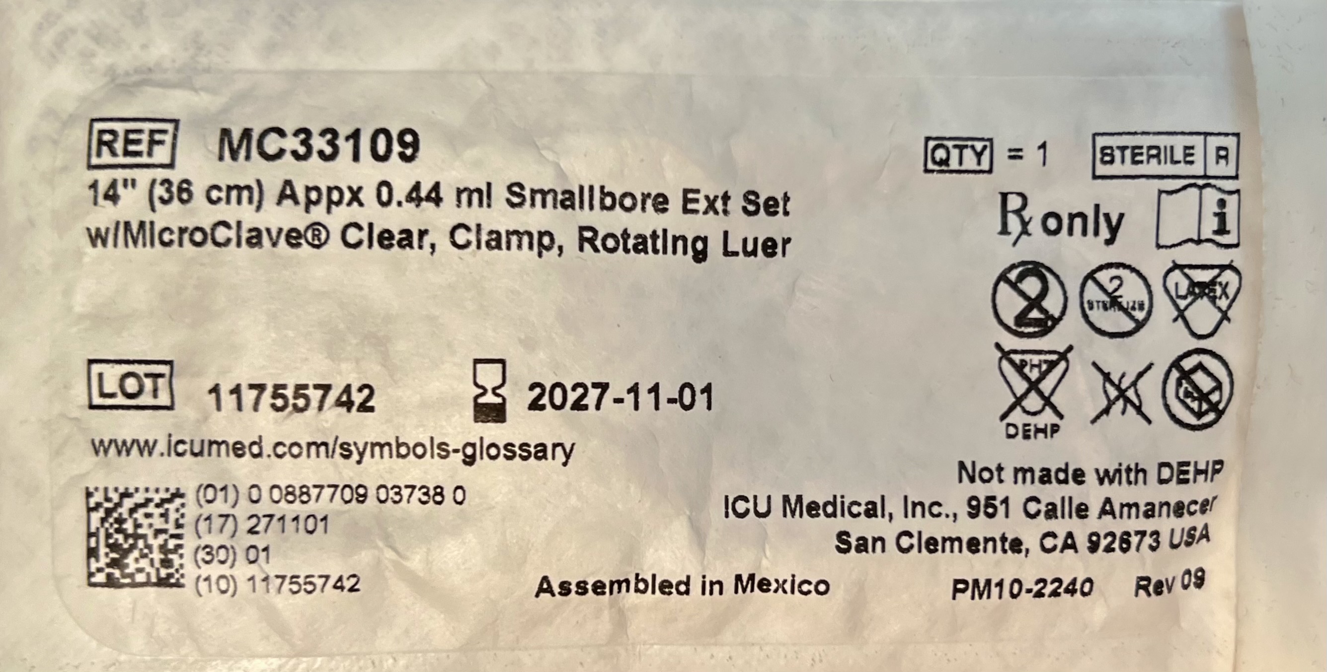 Smallbore Extension Set MC33109