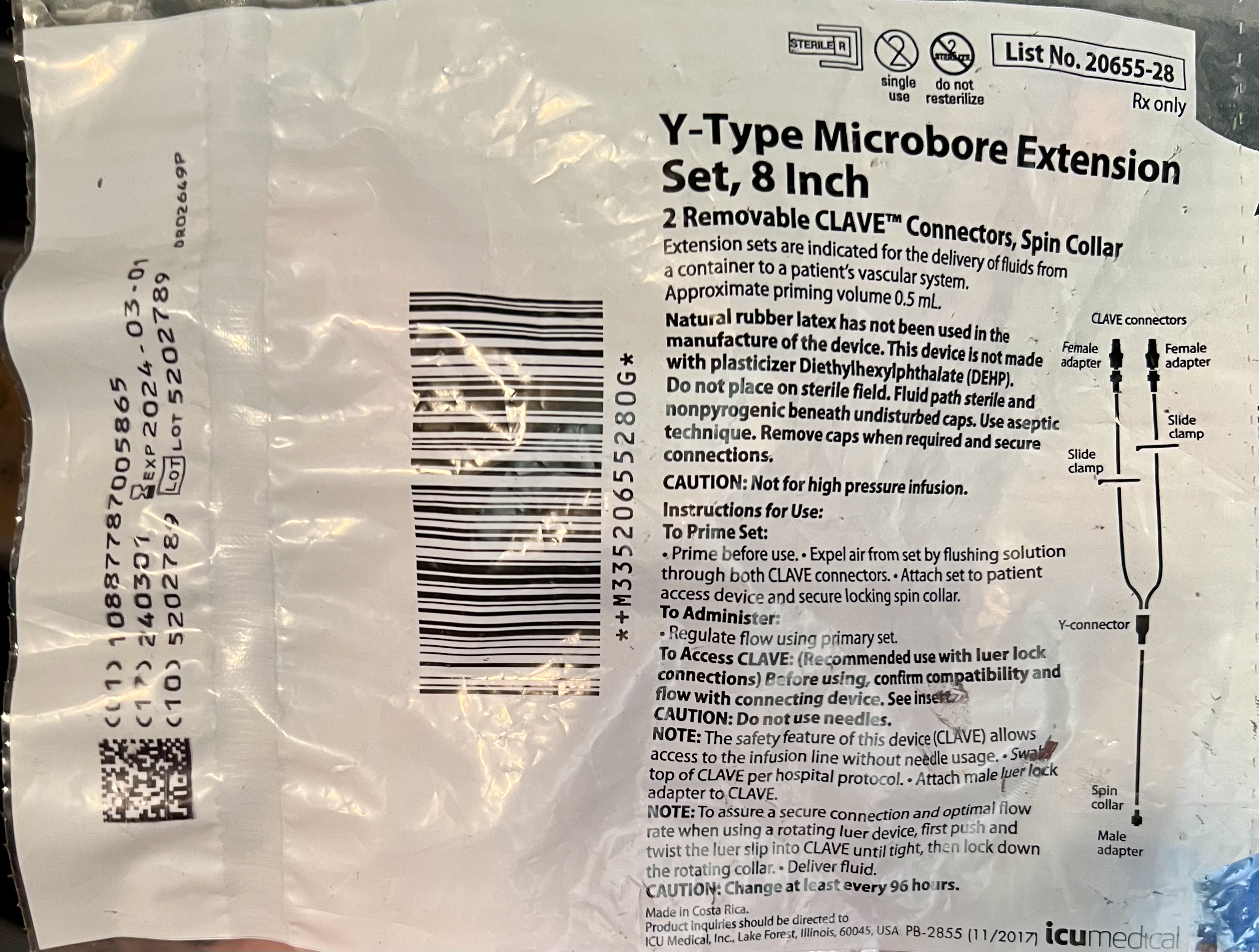 Y-Type Microbore Extension Set, 8 Inch