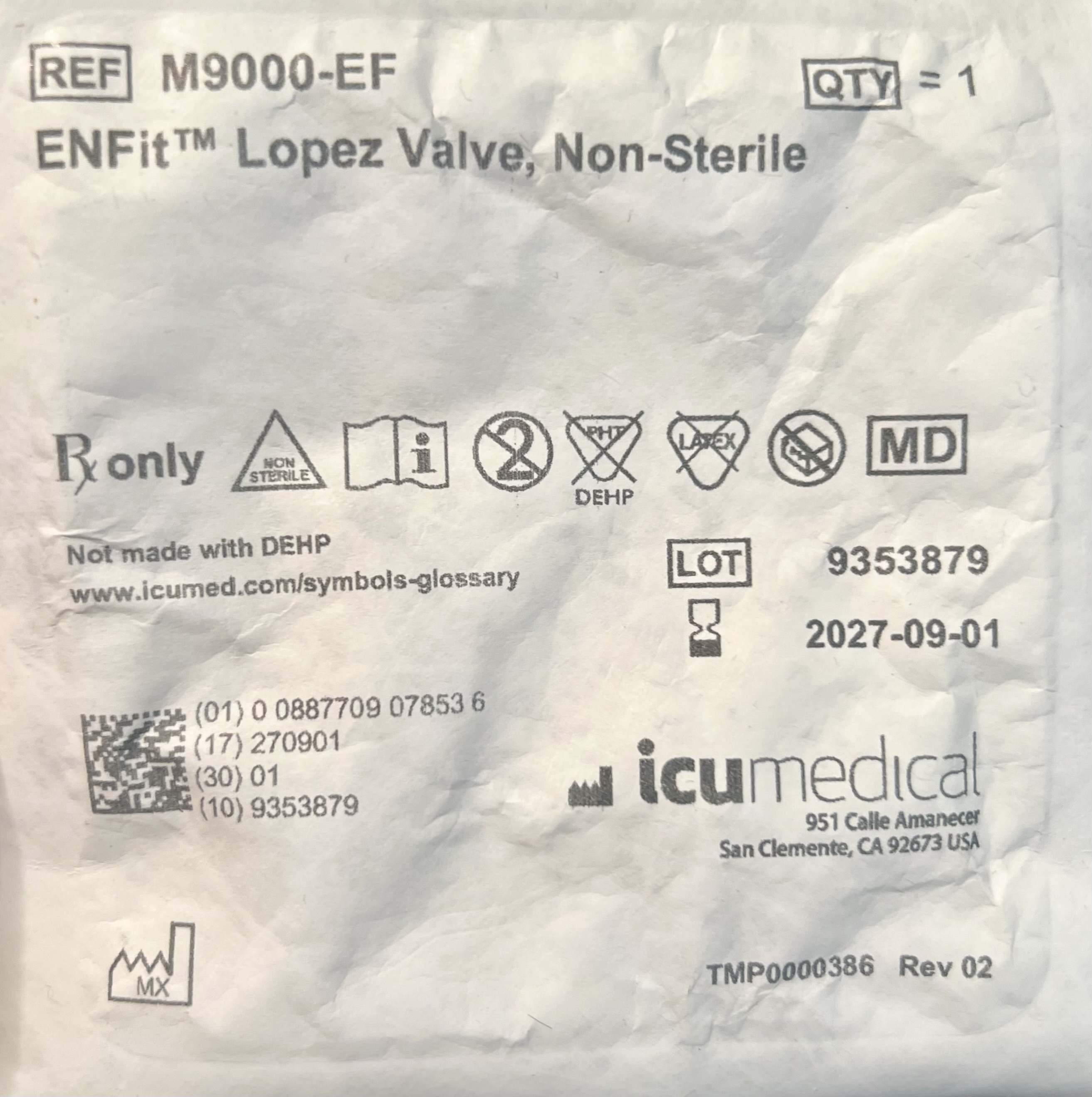 ENFit™ Lopez Valve, Non-Sterile