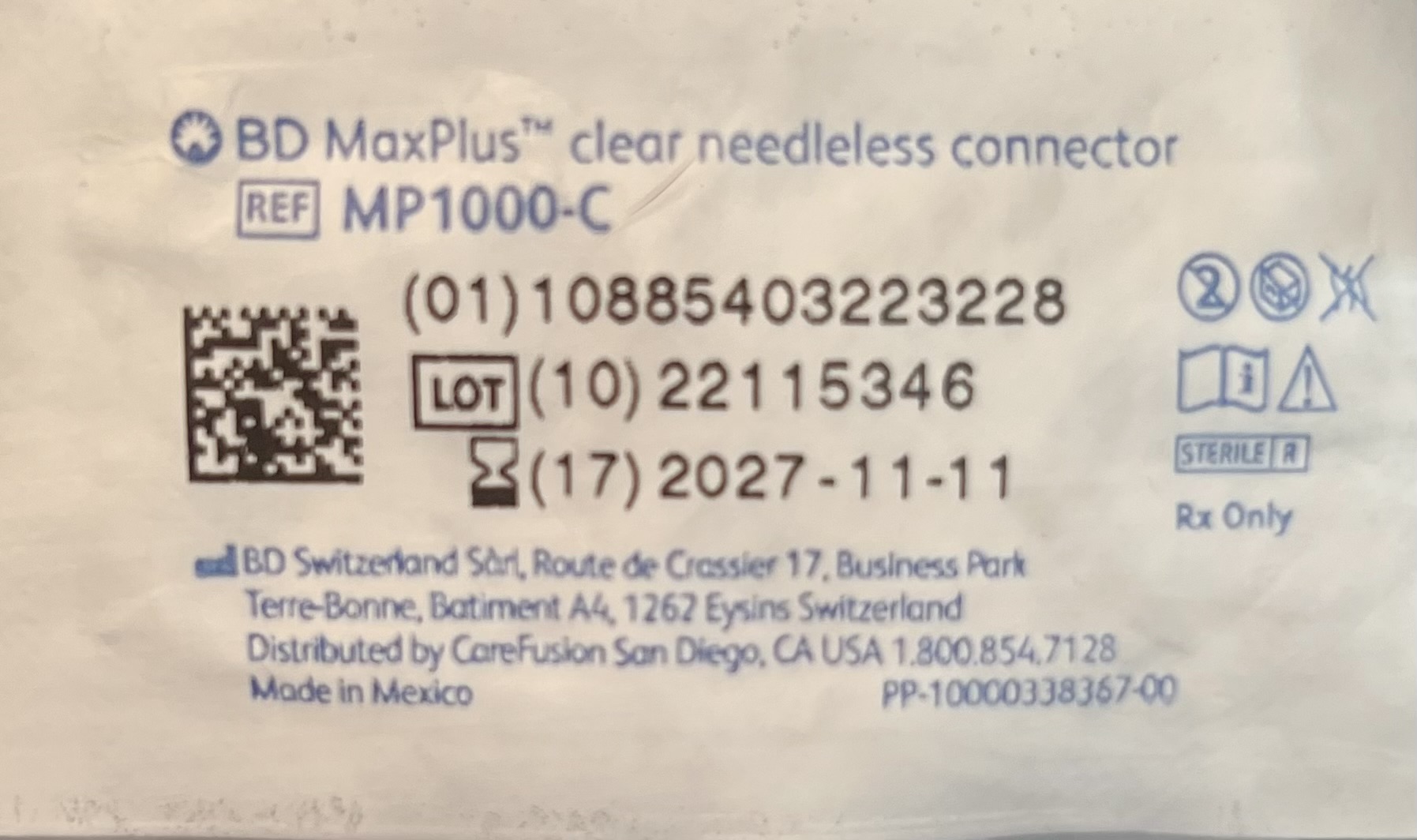BD MaxPlus Clear Needleless Connector