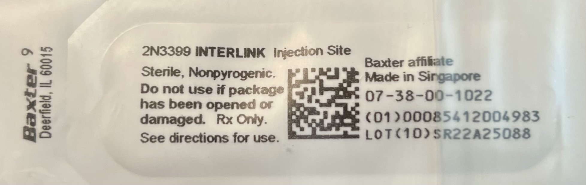 Baxter Interlink Injection Site