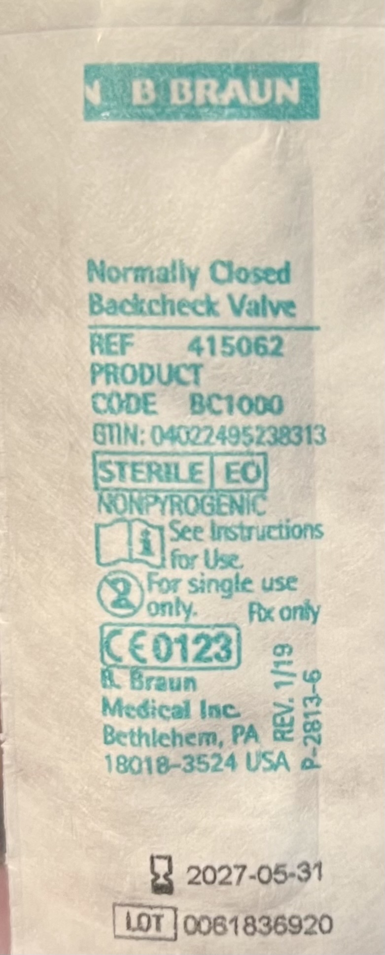 Normally Closed Backcheck Valve