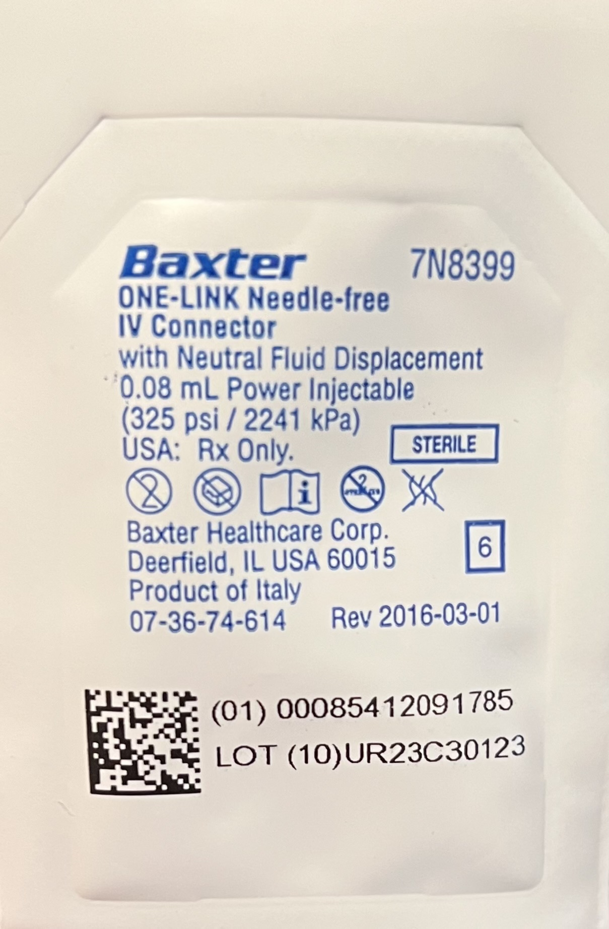Baxter ONE-LINK Needle-free IV Connector