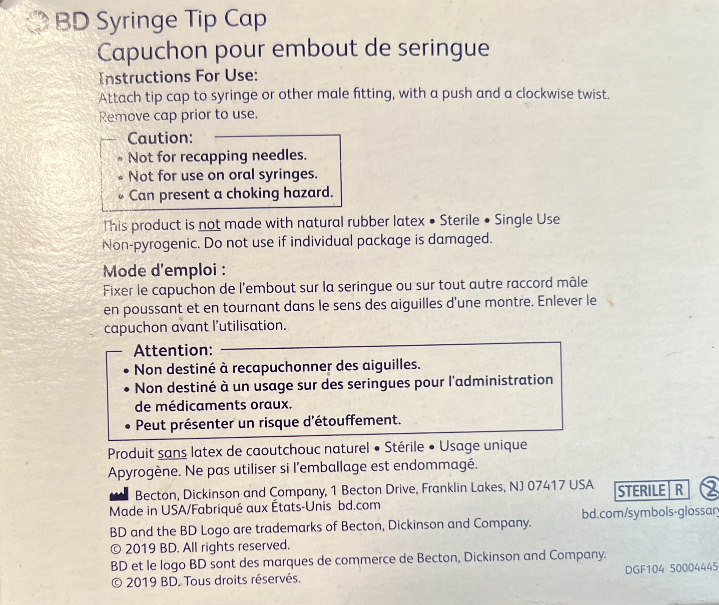 BD Syringe Tip Cap