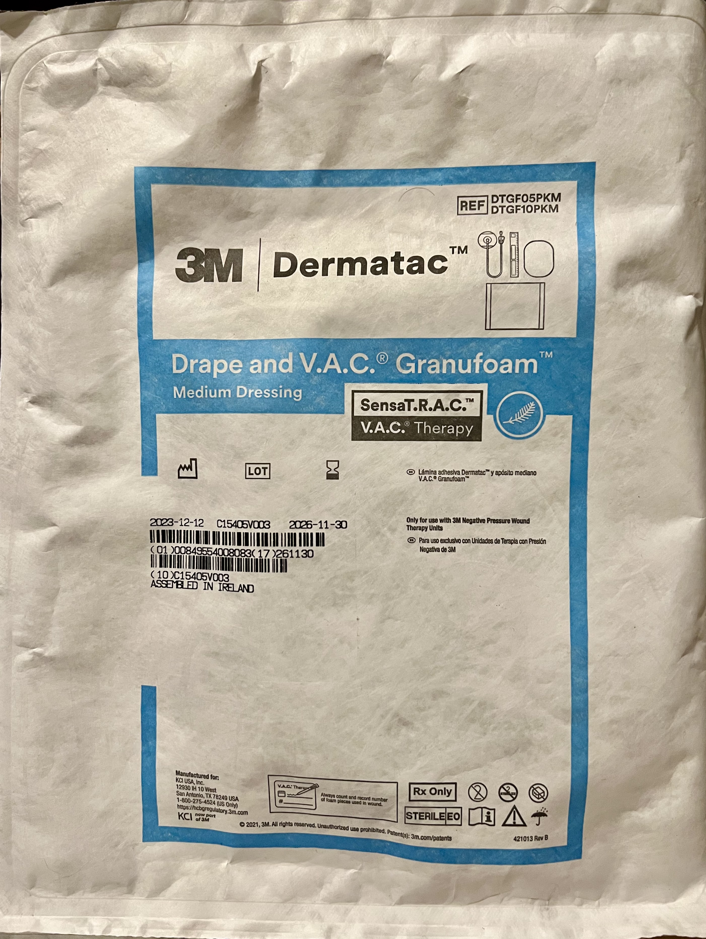 3M Dermatac Drape and V.A.C. Granufoam