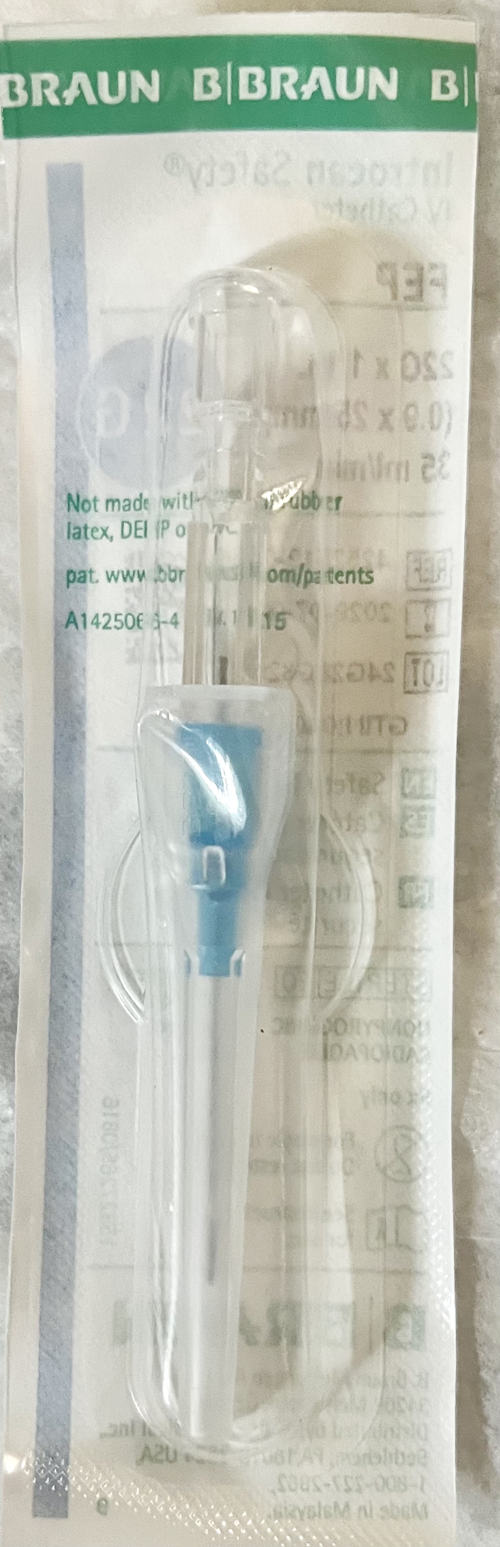 Introcan Safety IV Needle with Catheter 22g x 1in 