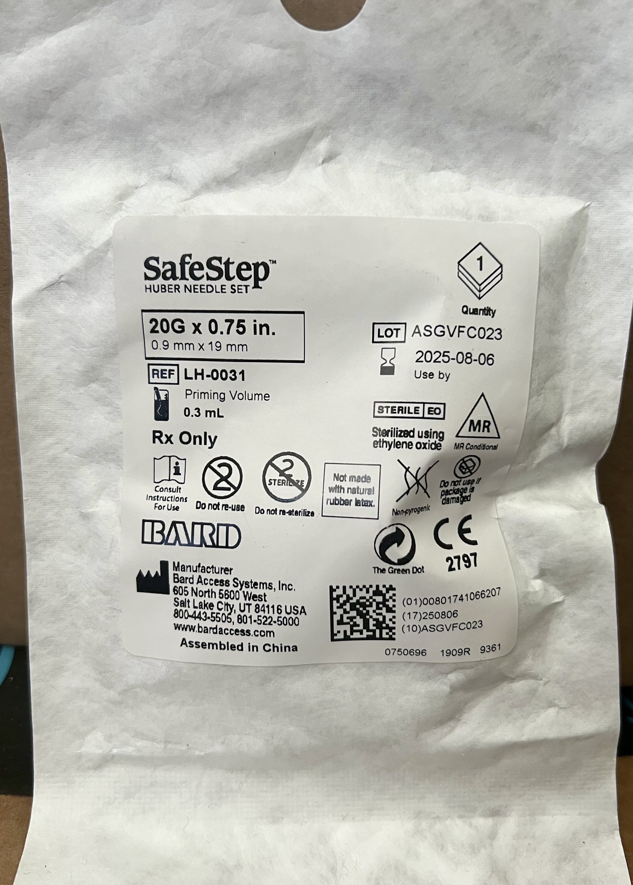 SafeStep Port Huber Needle Set 20G x 0.75 in