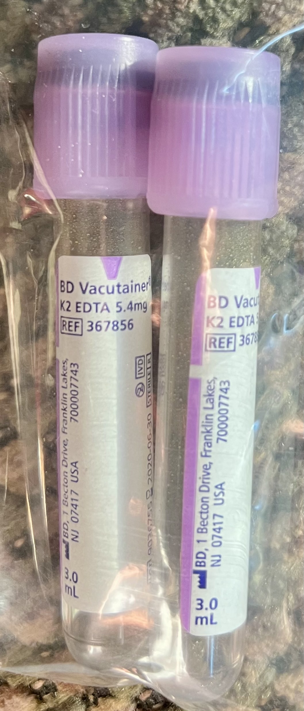 BD Vacutainer K2 EDTA Tubes 2 piece