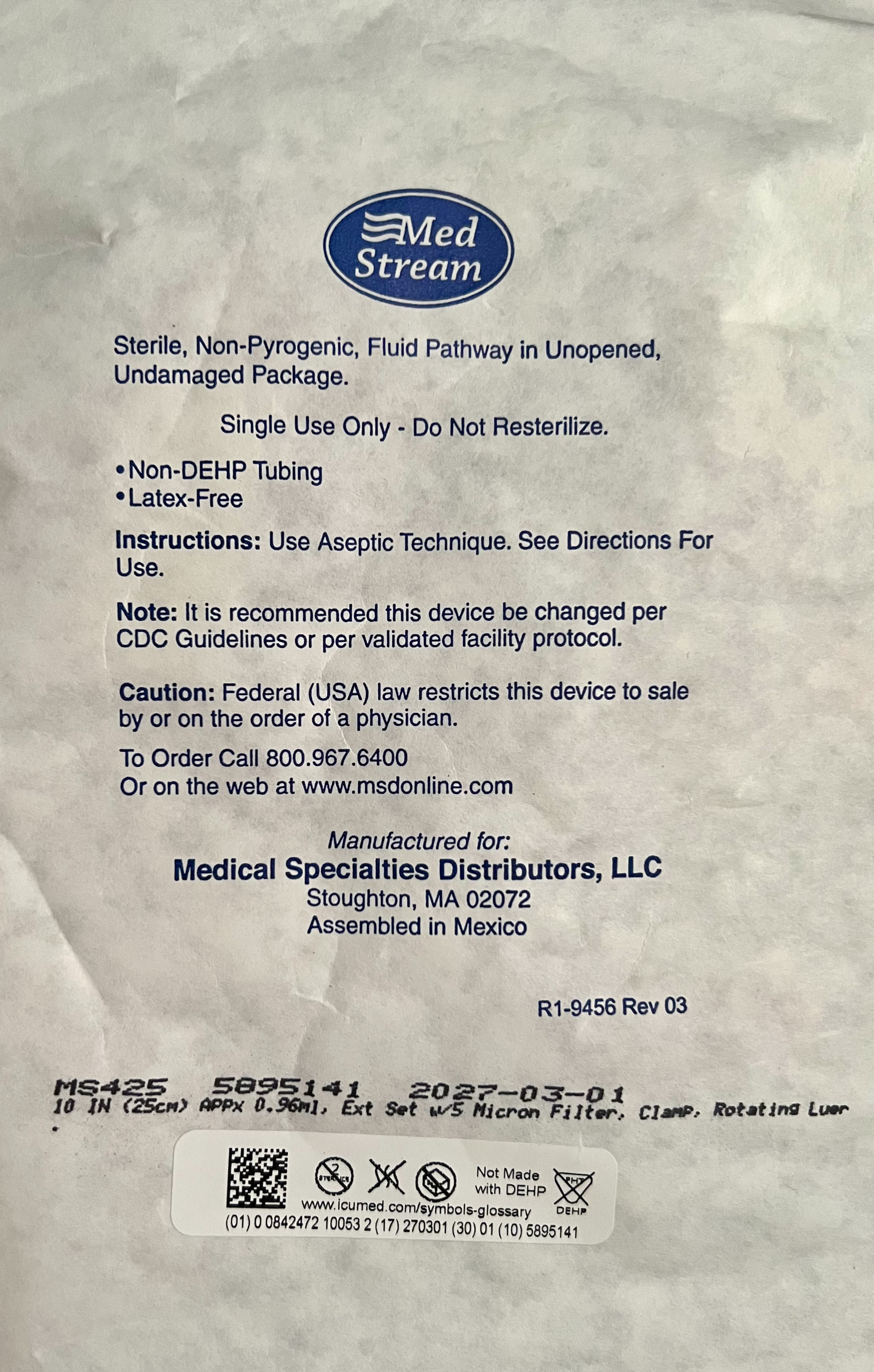 MedStream Sterile Fluid IV Inline Filter Pathway