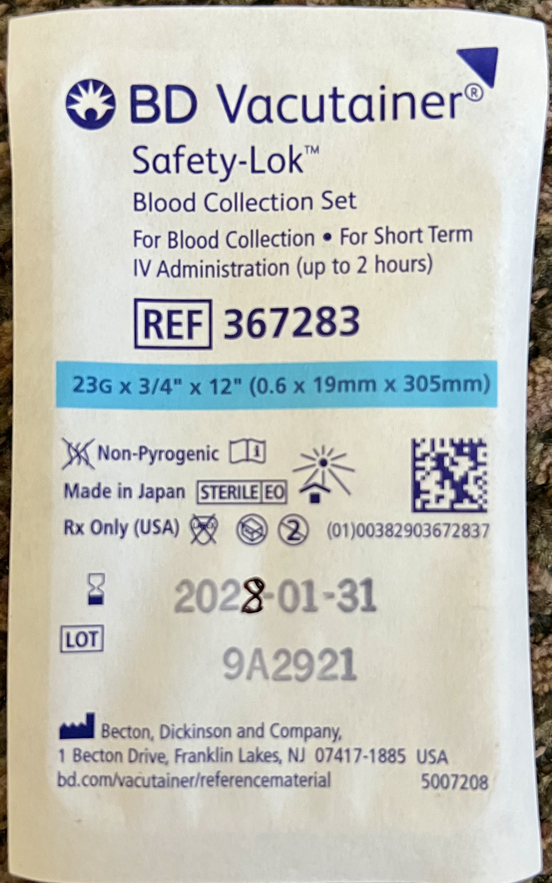 BD Vacutainer Safety-Lok Blood Collection Set