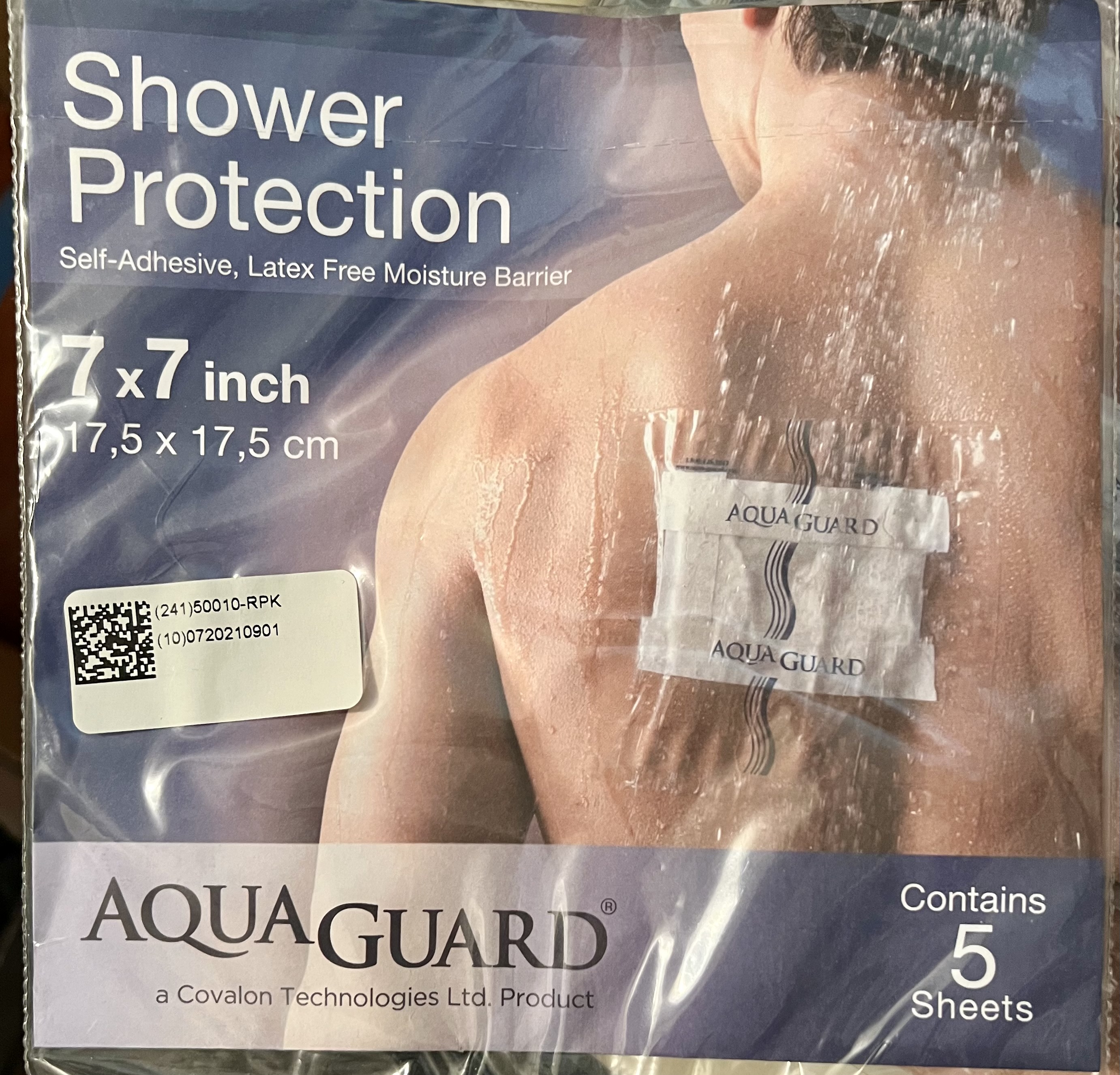 AquaGuard Shower Protection 7” x 7” pack of 5 units 