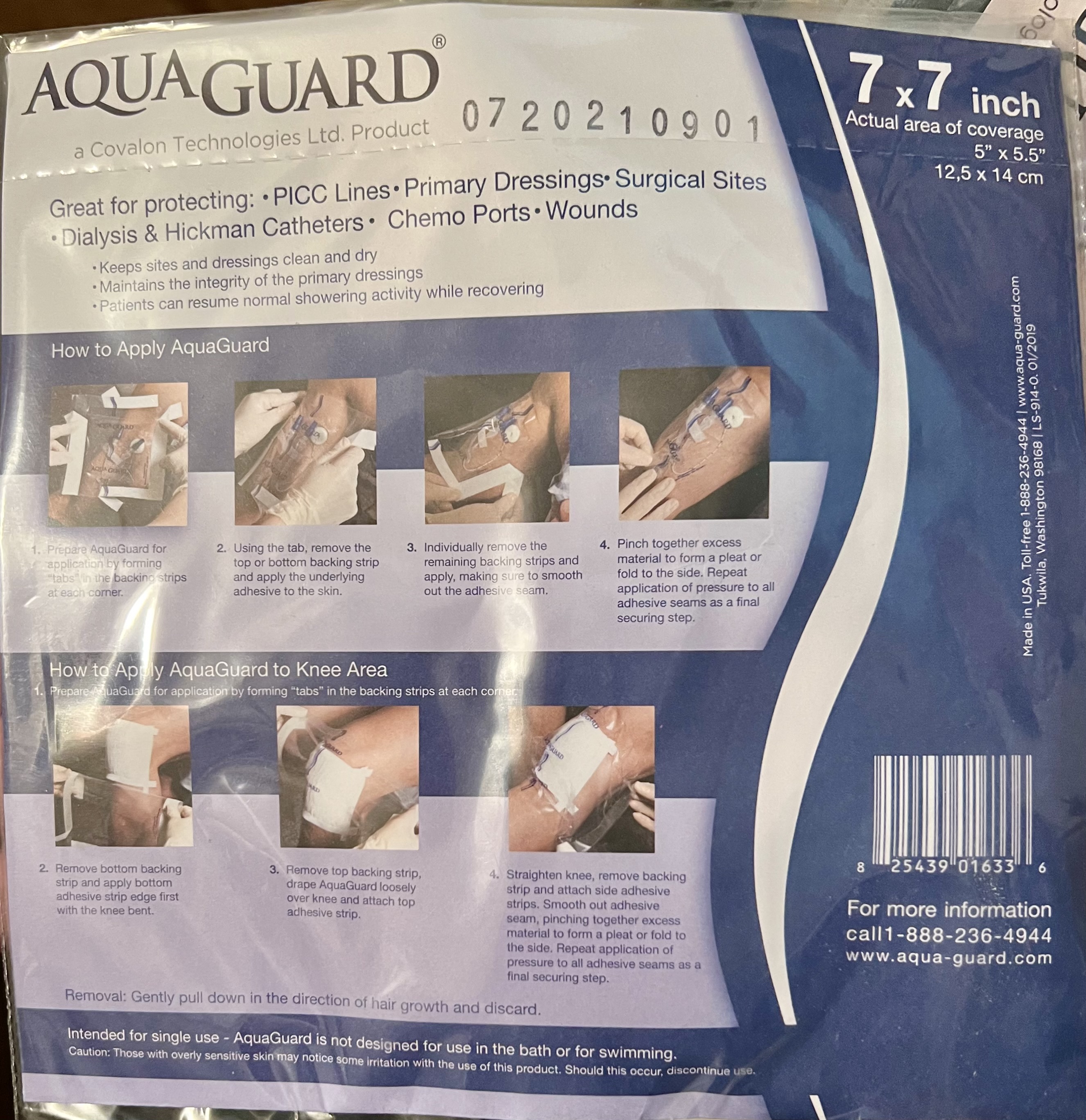 AquaGuard Shower Protection 7” x 7” pack of 5 units 