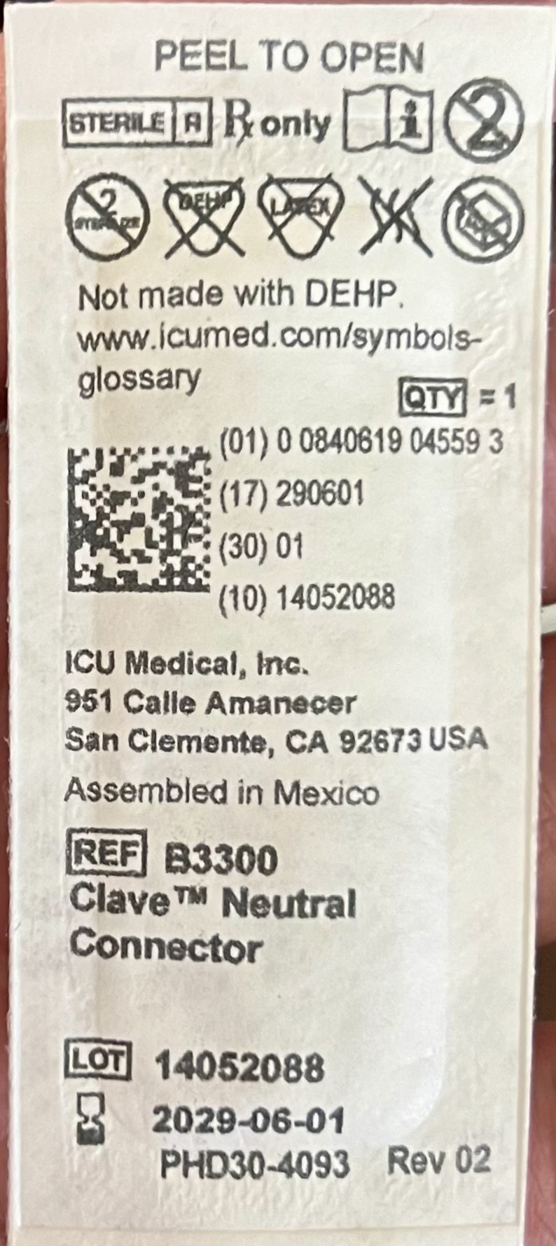 Clave™ Neutral Connector B3300
