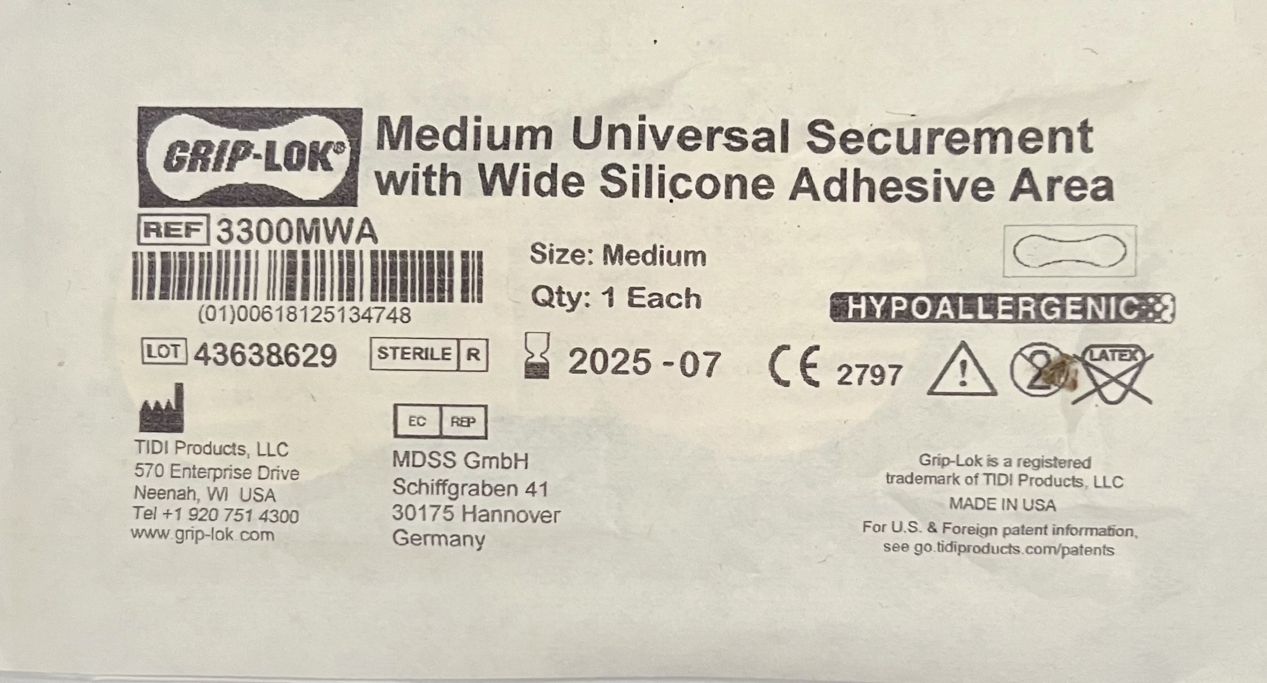 Grip-Lok Medium Universal Securement Ref 3300M