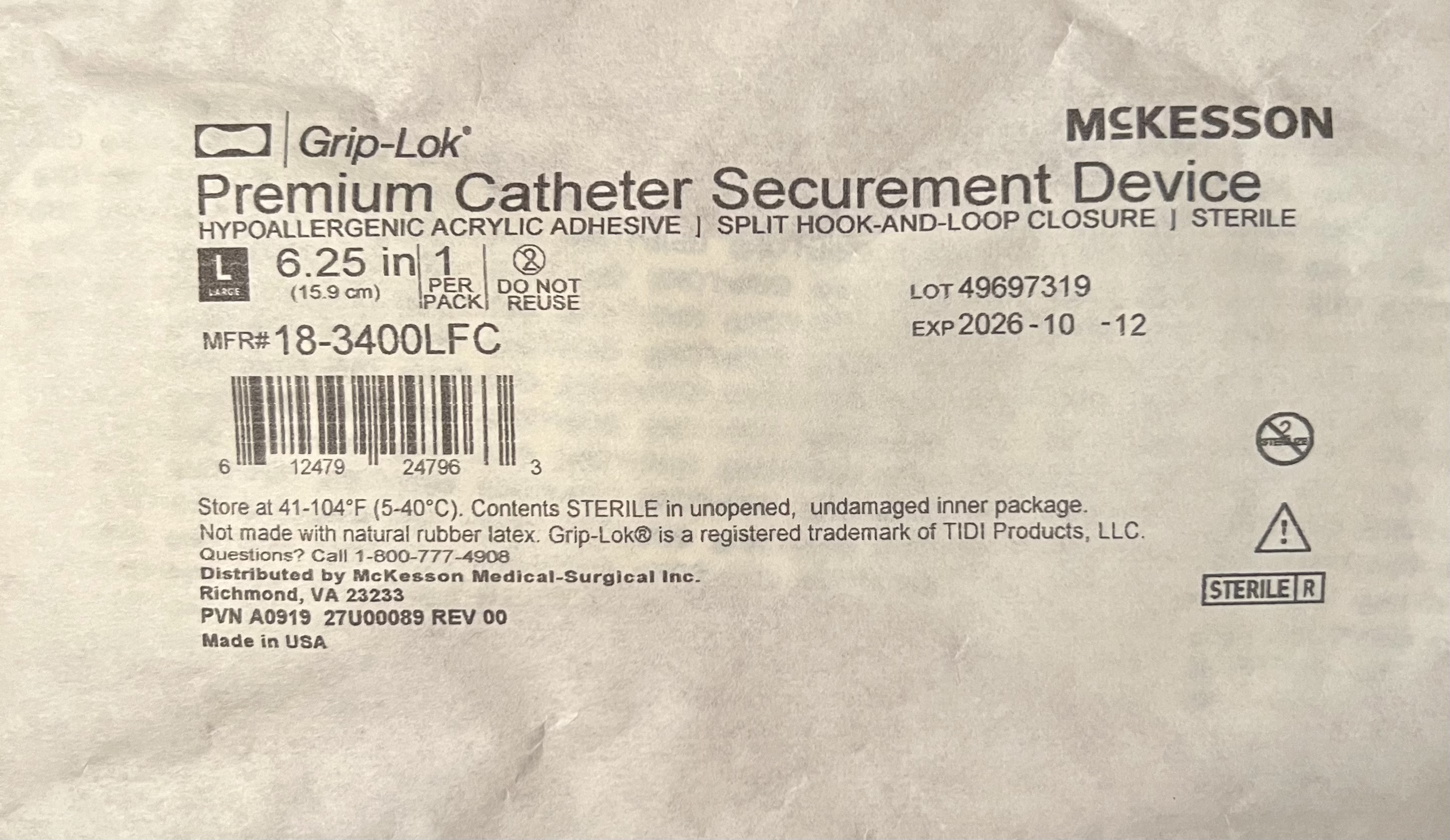 Premium Catheter Securement Device Ref 18-3400LFC
