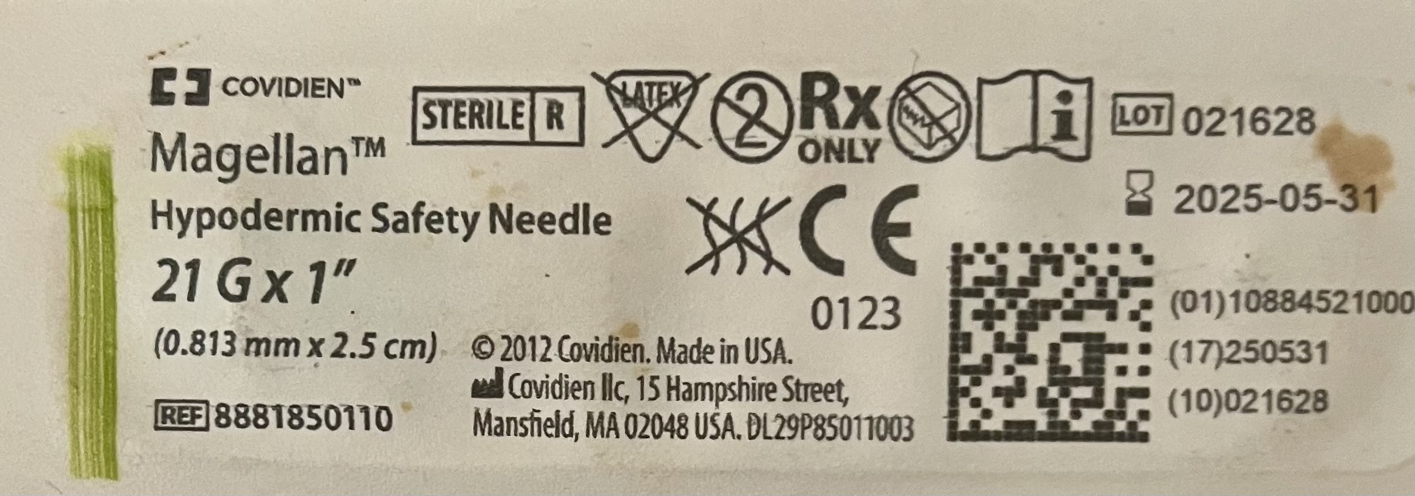 Covidien Magellan Hypodermic Safety Needle