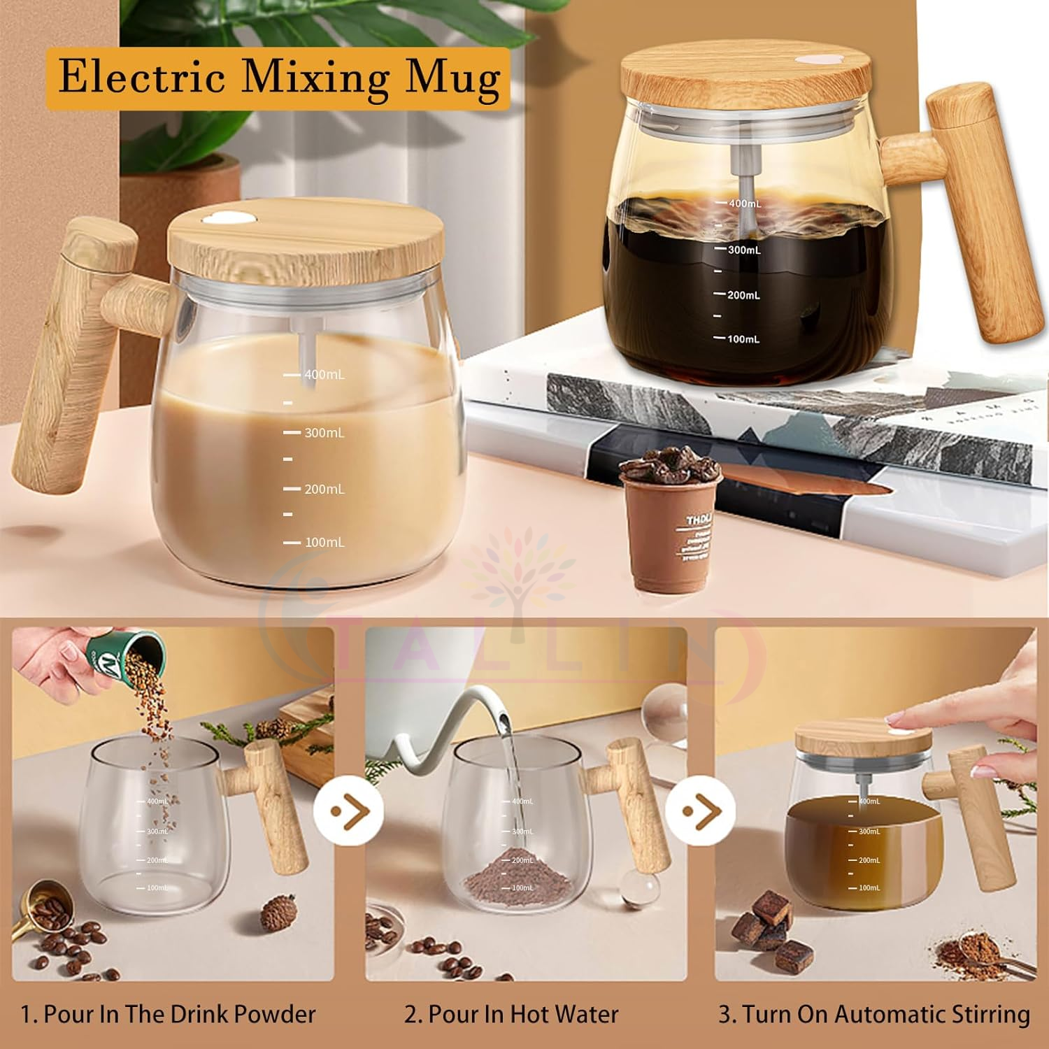 Self Stirring Coffee Mixing Cup