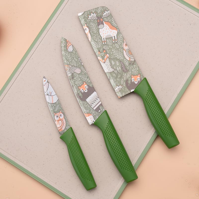  Knife 3 Pcs Set For Kitchen(Green)