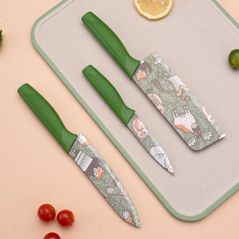  Knife 3 Pcs Set For Kitchen(Green)