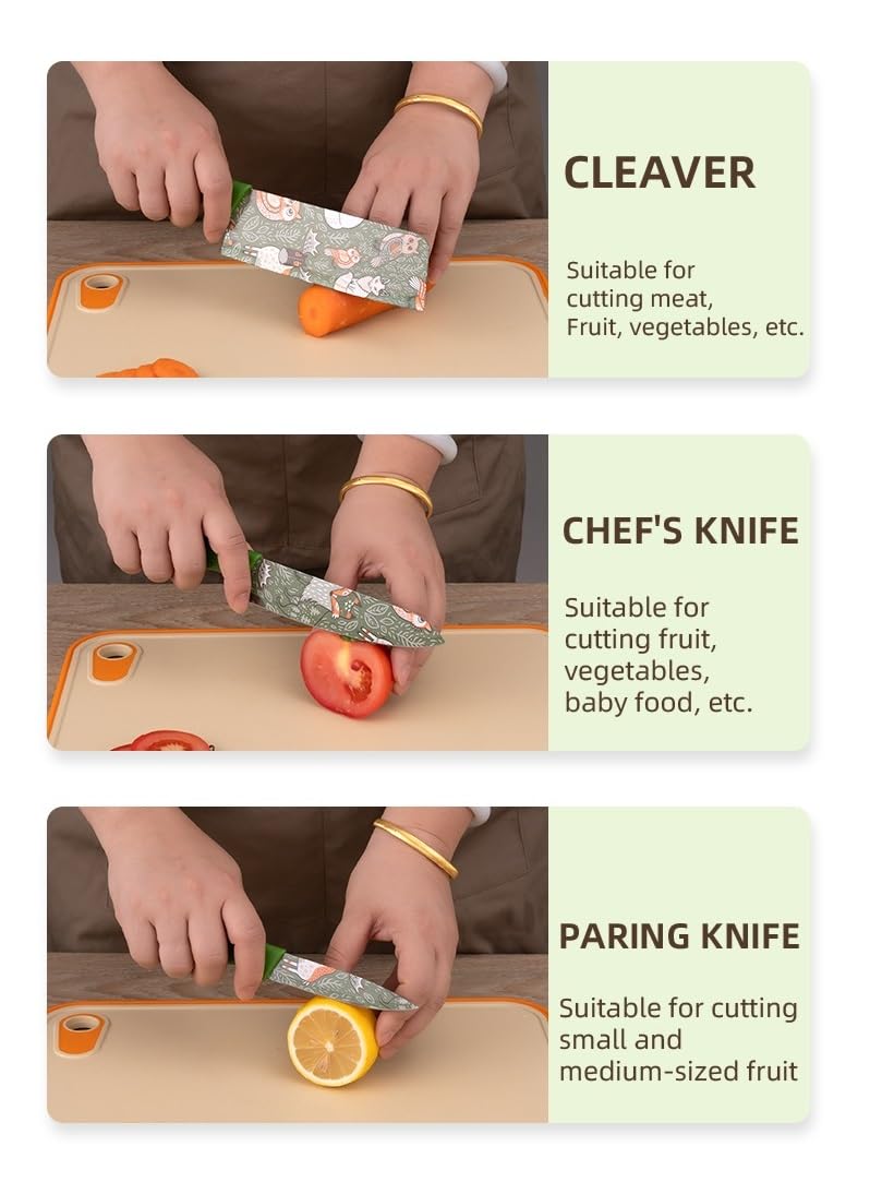  Knife 3 Pcs Set For Kitchen(Green)