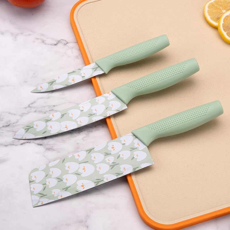 Knife 3 Pcs Set For Kitchen (Light Green)