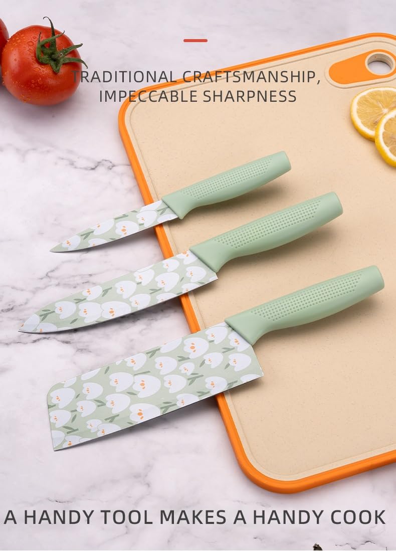  Knife 3 Pcs Set For Kitchen (Light Green)