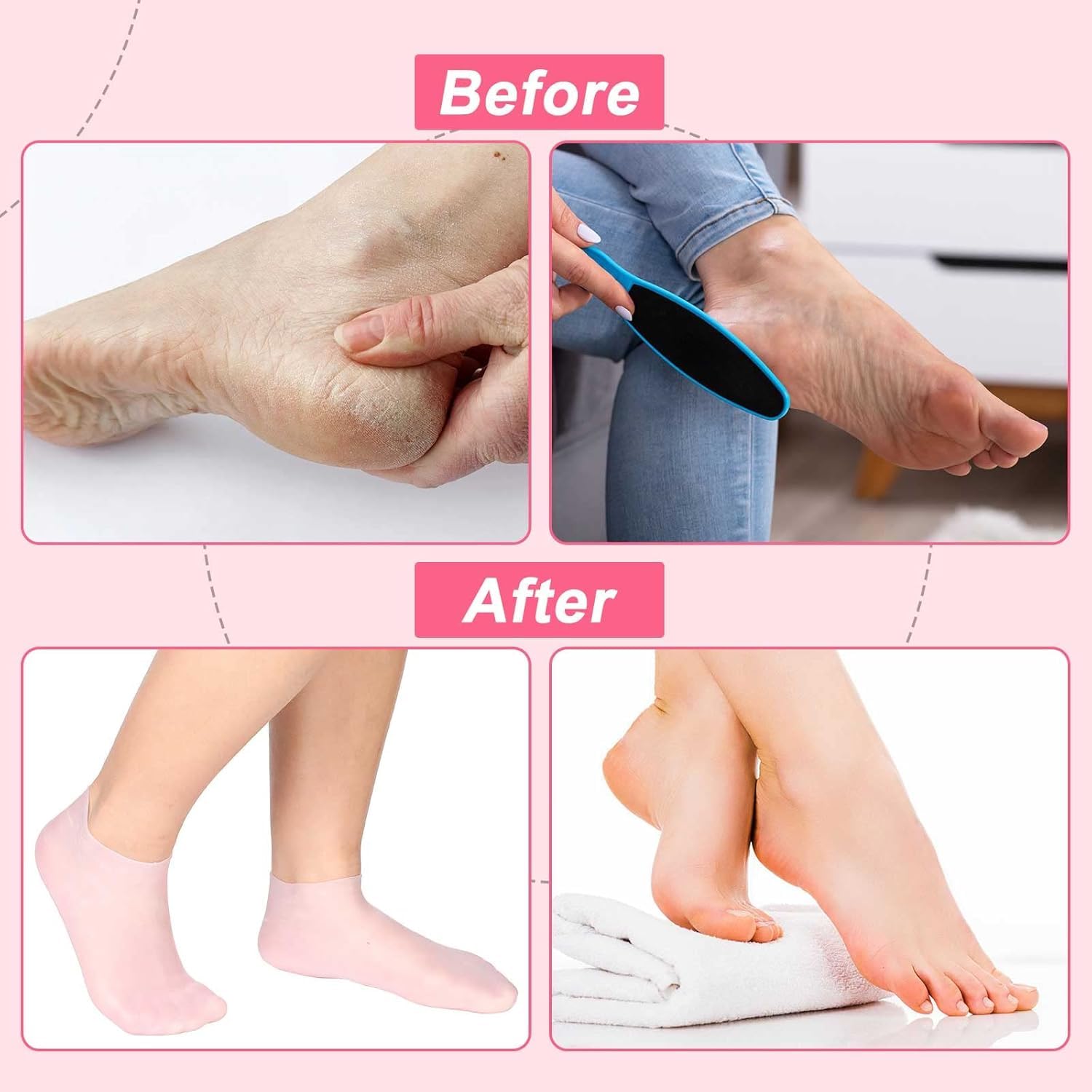 Silicone Moisturizing Socks (Pink)